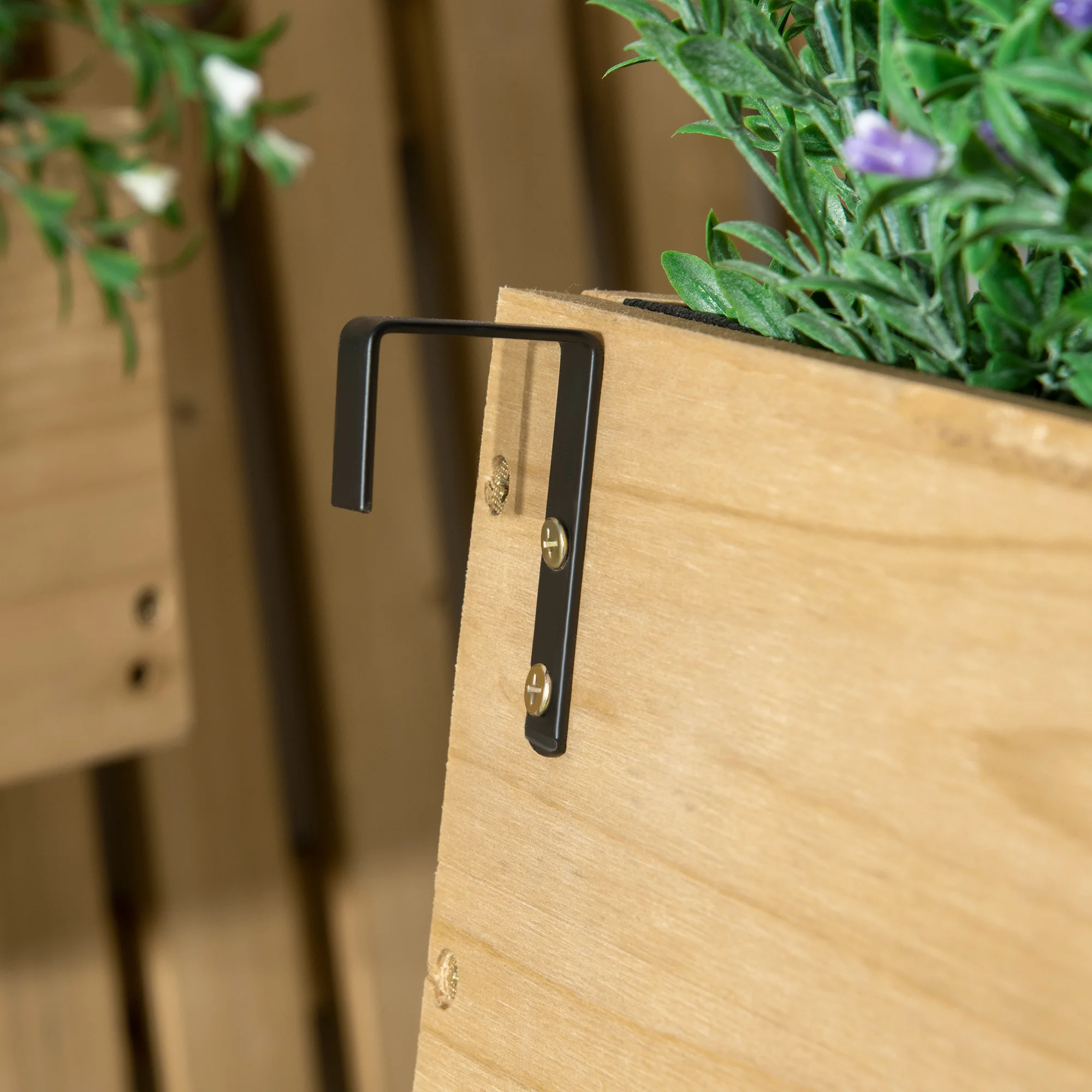 Outsunny Wooden Garden Planters with Trellis Wall-mounted Raised Garden Bed - Image 9
