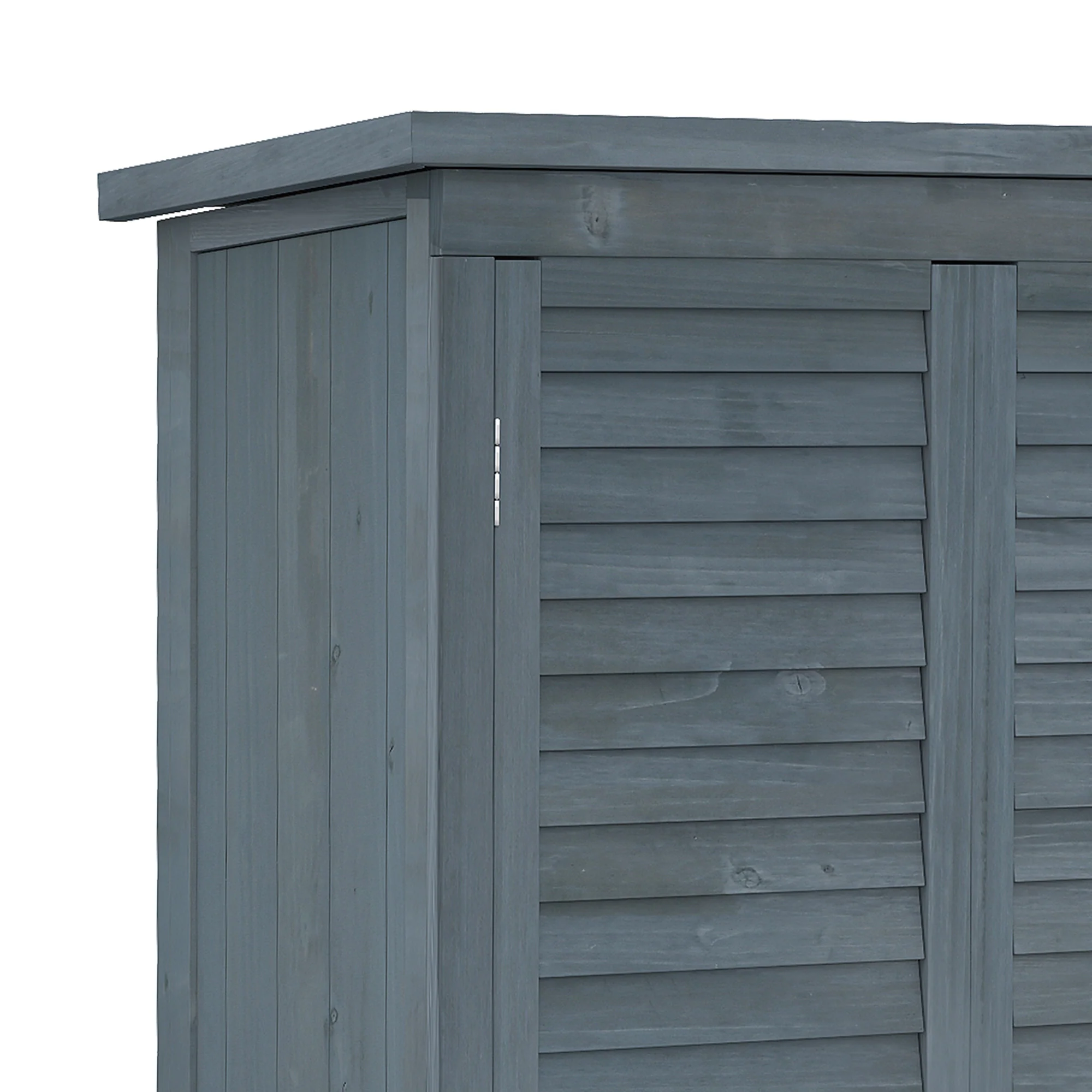 Outsunny Wooden Garden Storage Shed, 3 Shelves Tool Cabinet, Grey - Image 9