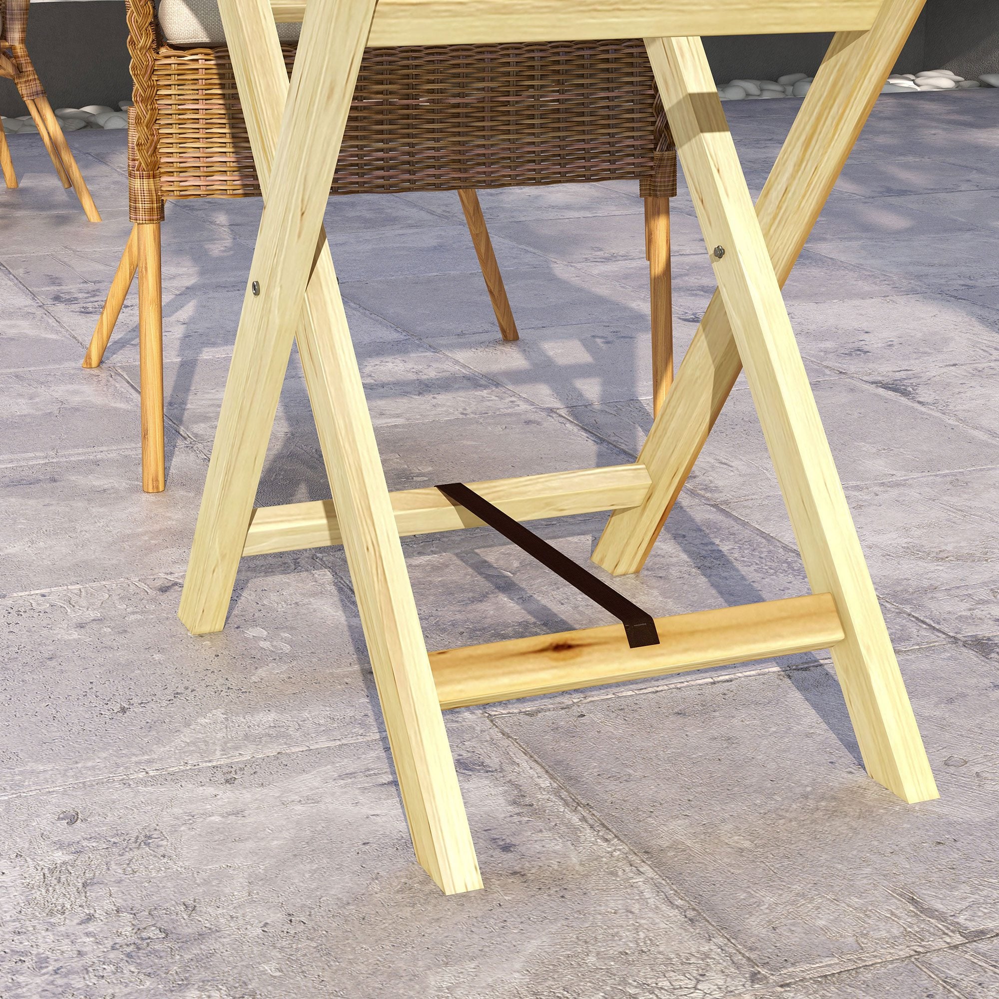 Outsunny Wooden Garden Table, Outdoor Side Table 68cmx44cmx75cm, Natural - Image 9