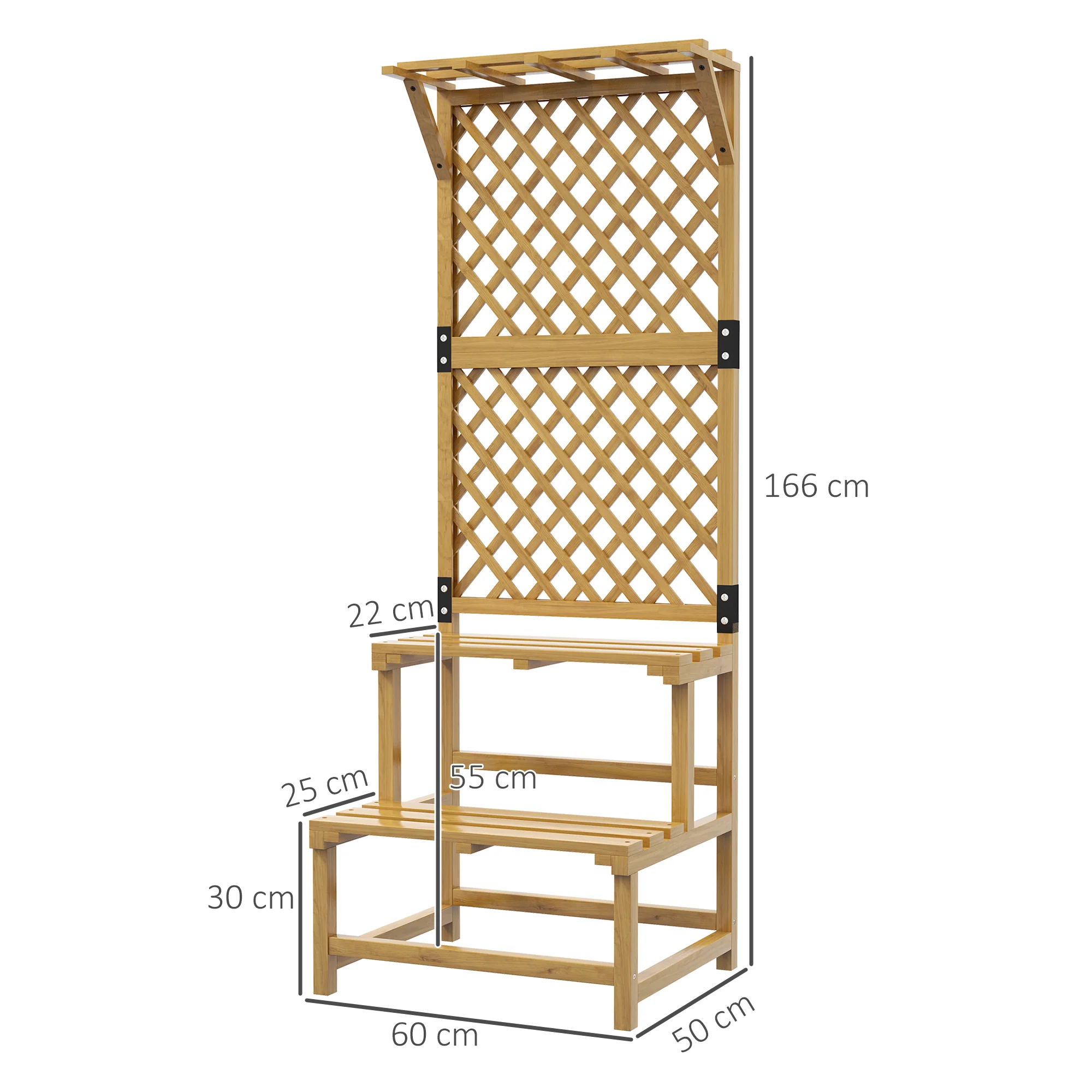 Outsunny Wooden Plant Stand with Trellis for Climbing Plants, Yellow - Image 5