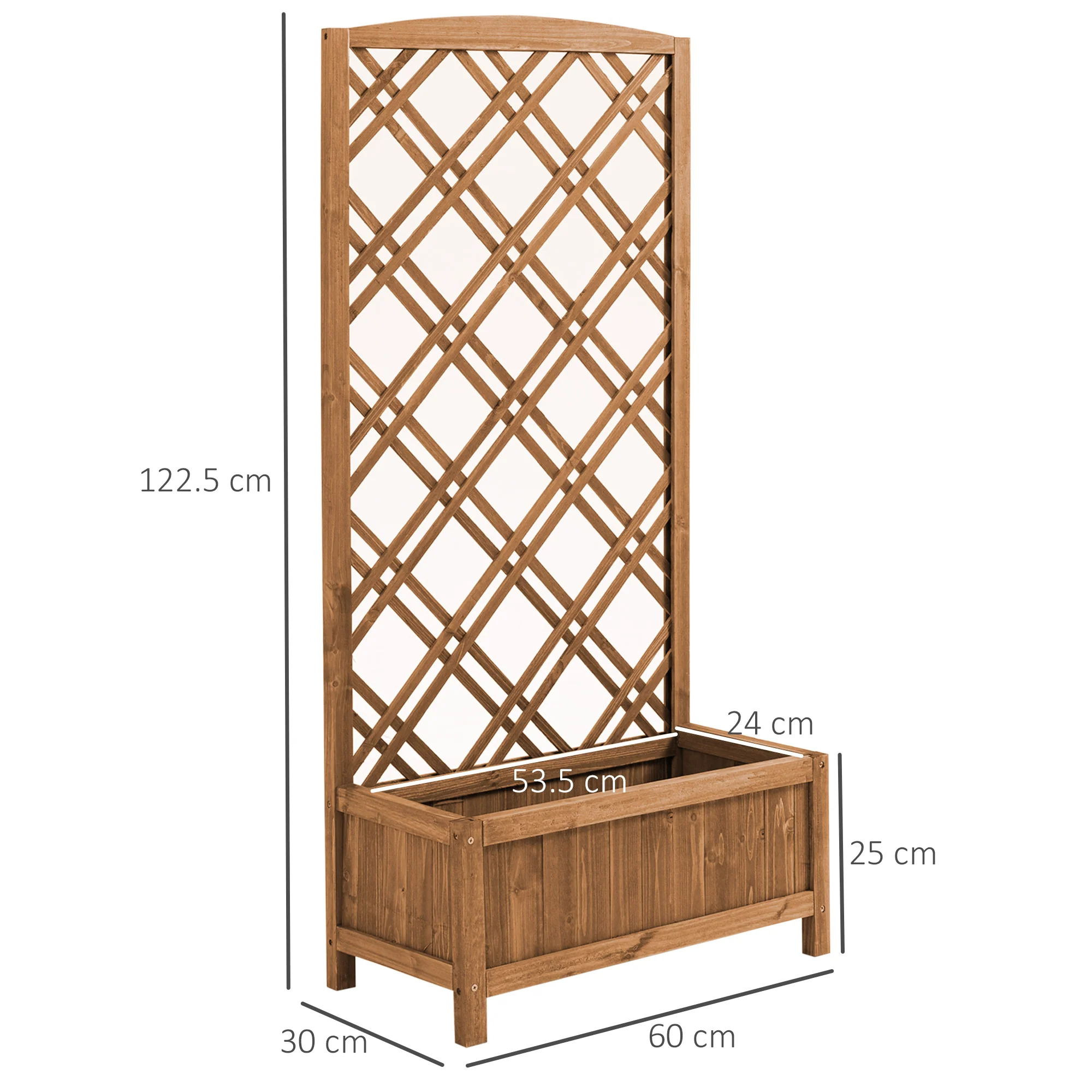 Outsunny Wooden Planter with Trellis, Raised Bed for Garden, Brown - Image 5