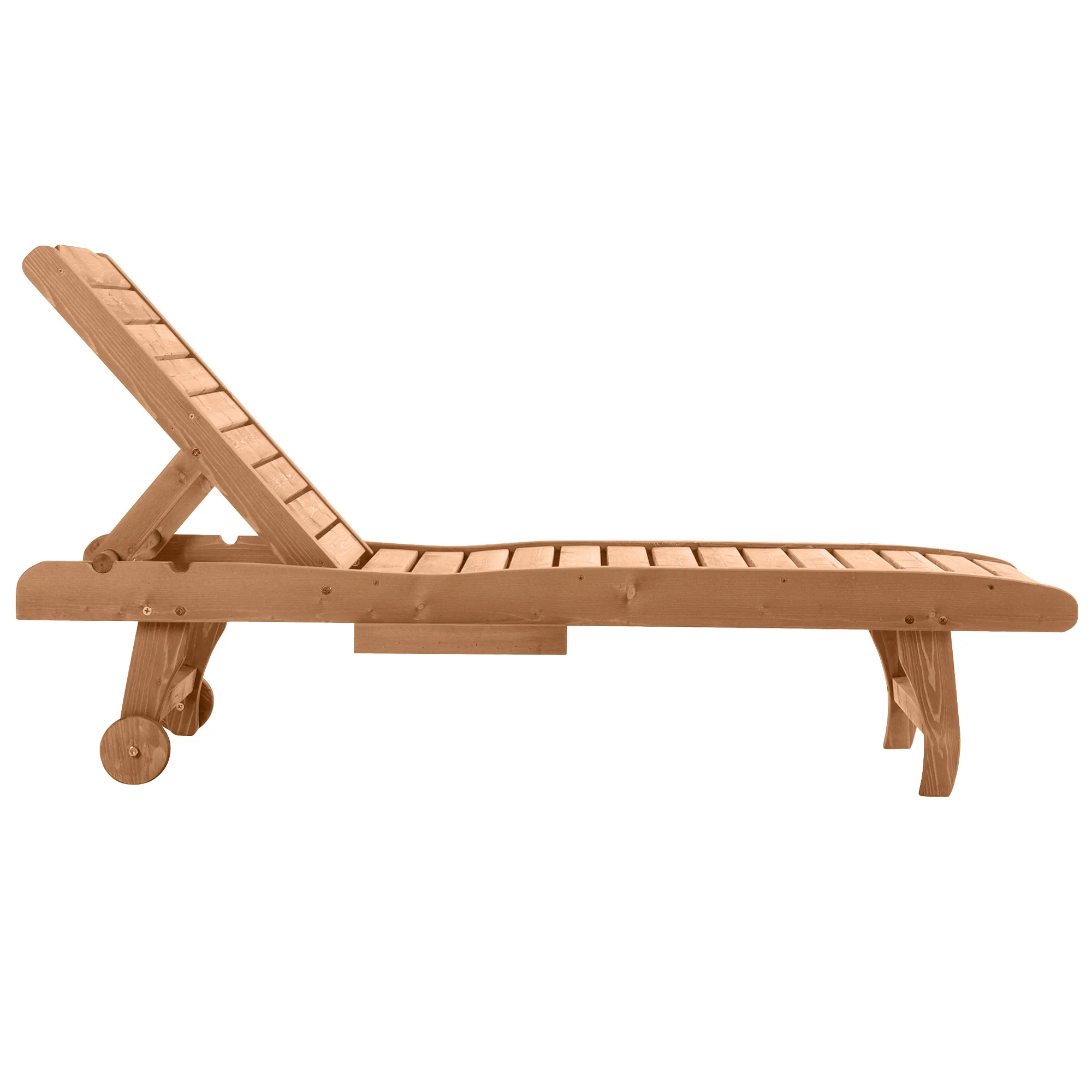 Outsunny Wooden Sun Lounger Outdoor Patio Sun Bed Adjustable w/ Pull-out Table - Image 8