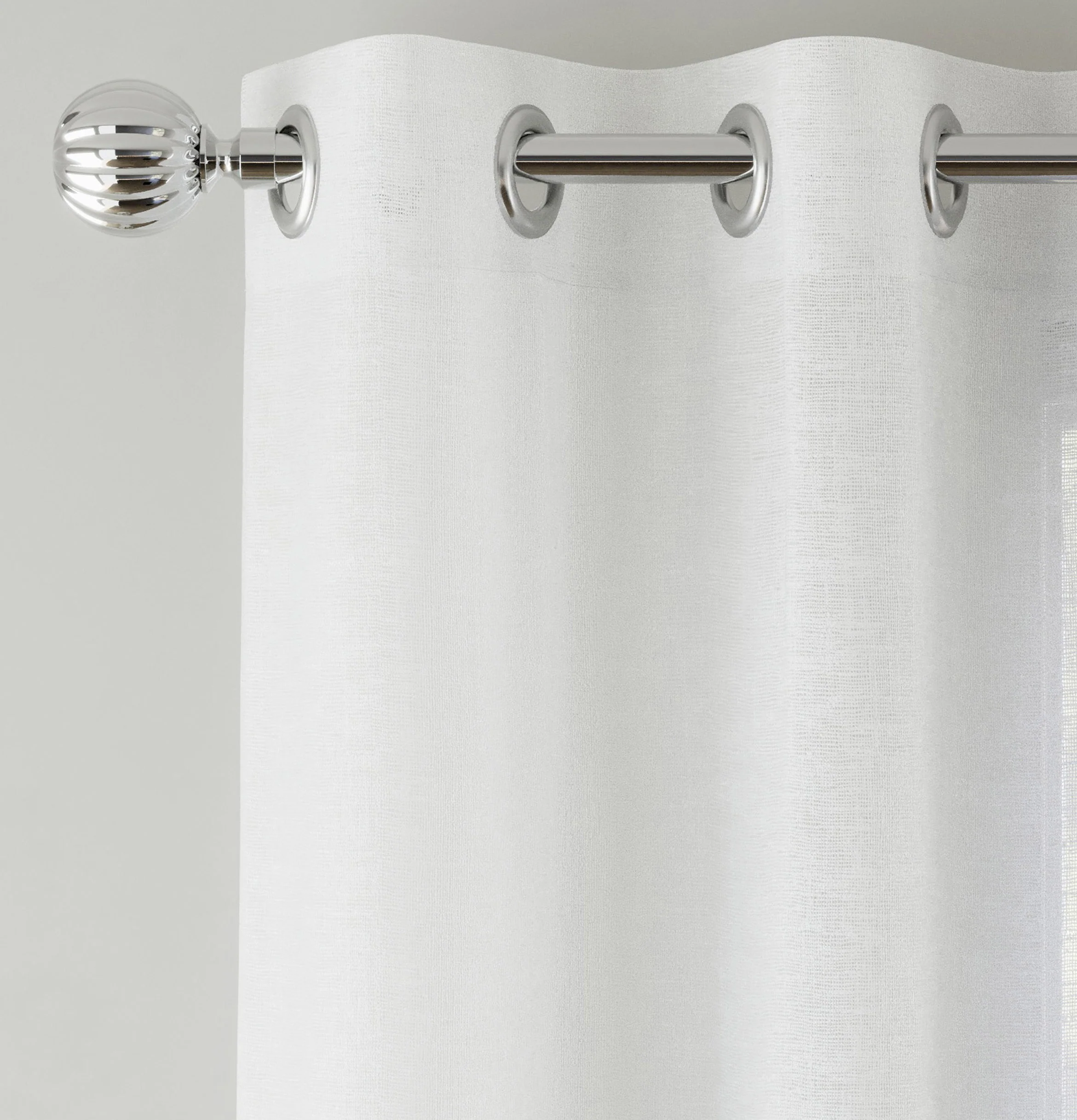 Pair of Crete White Luxury Linen Look Sheer Panels with Eyelet Header - Image 2