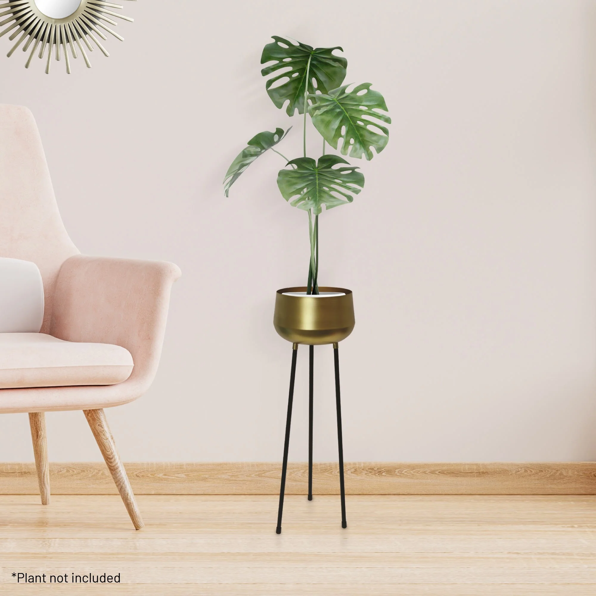 Palma Indoor Metal Planter Pot On Legs - Gold - Image 2
