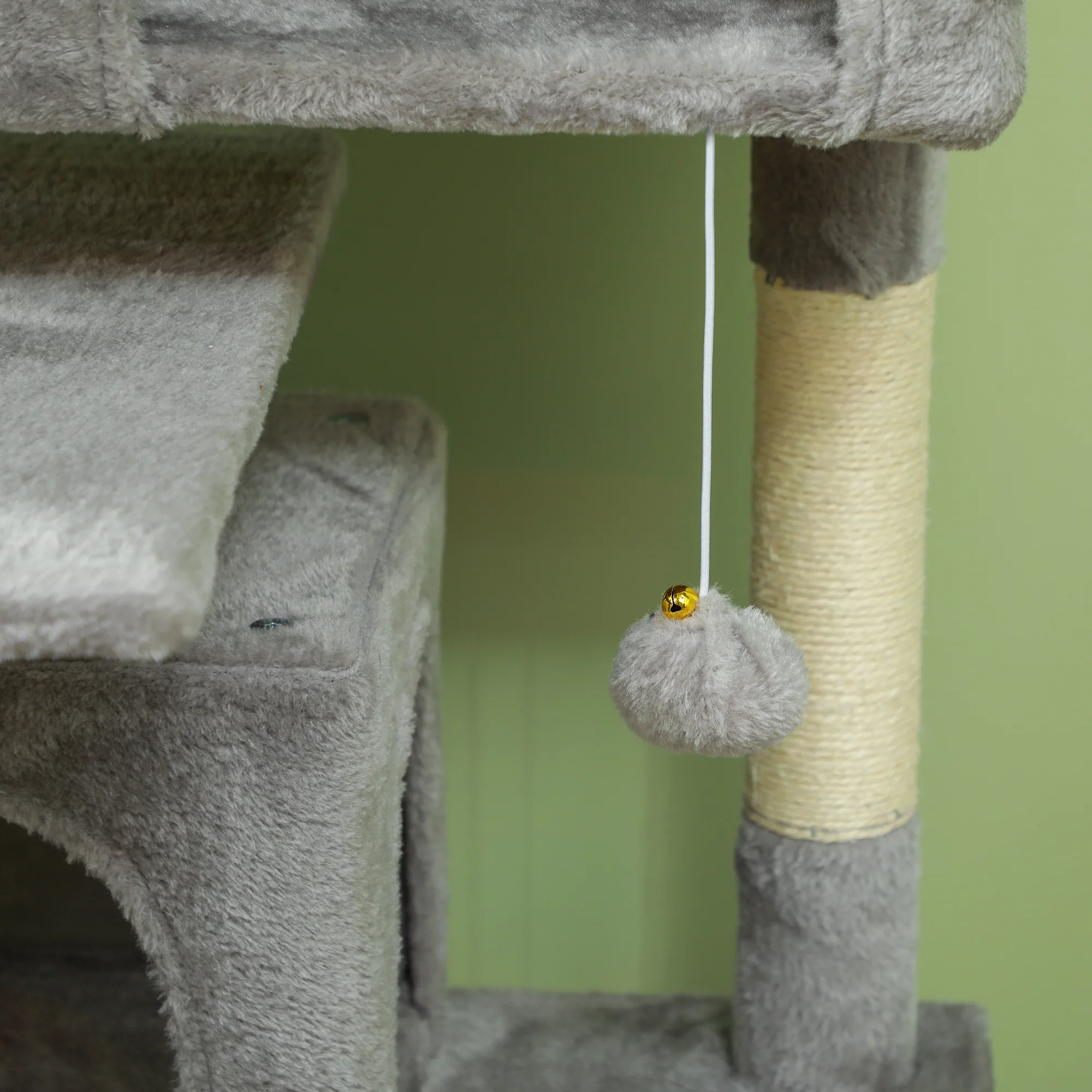 PawHut 138cm Cat Tree With Scratching Posts And Pad, Bed, Condos, Light Grey - Image 8