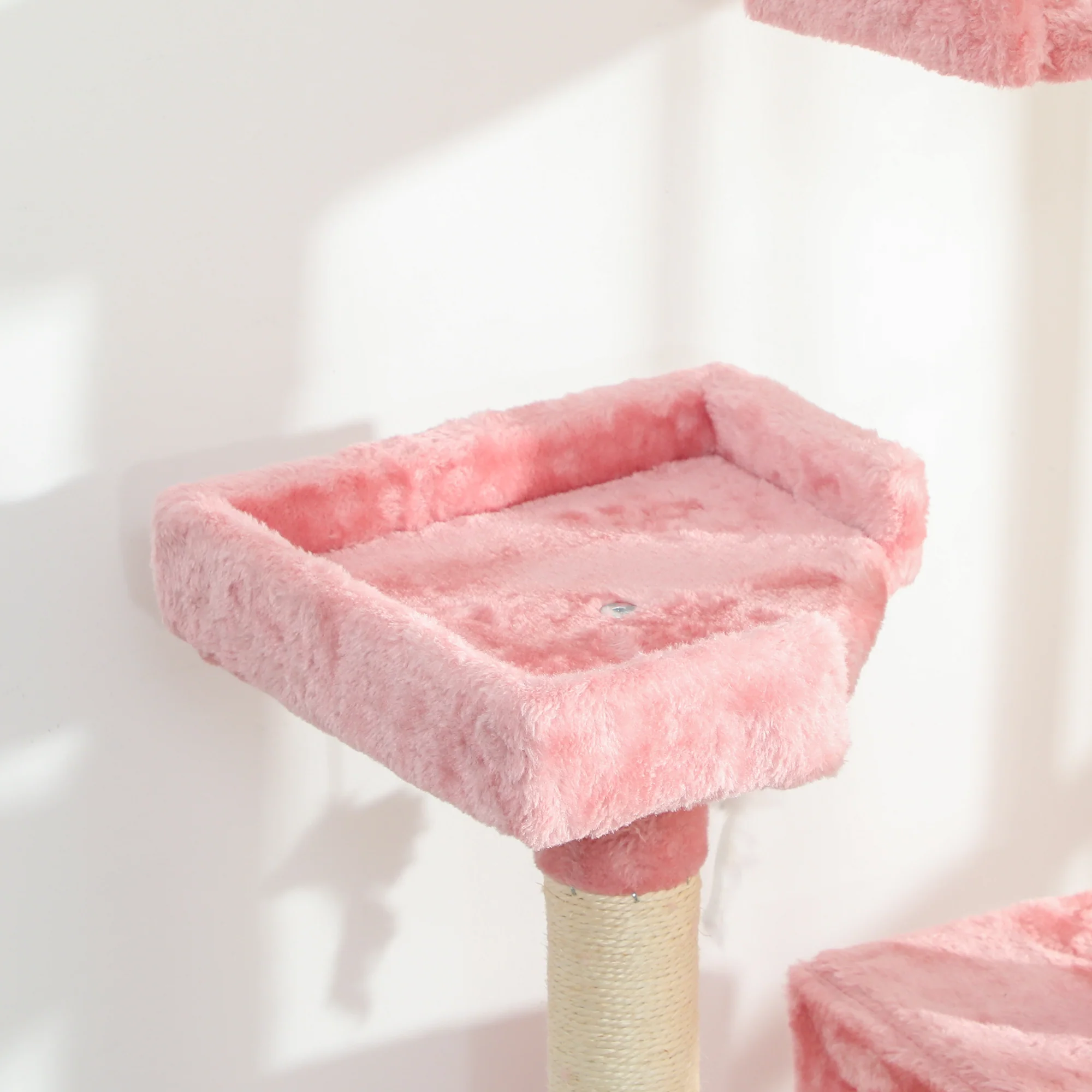 PawHut 173cm Cat Tower Scratching Post Activity Centre for Indoor Pink - Image 8