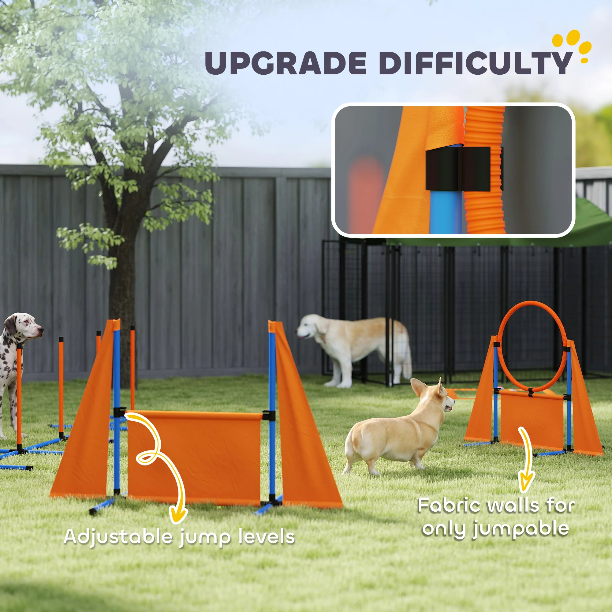 PawHut 6 Pieces Dog Agility Equipment, Obstacle Training Course Kit, Orange - Image 4