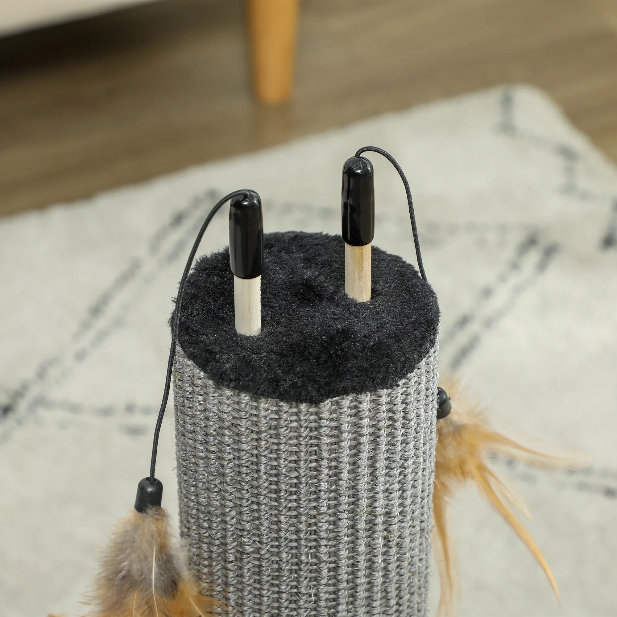 PawHut 78cm Tall Cat Scratching Post With 3 Toy Feathers - Image 8