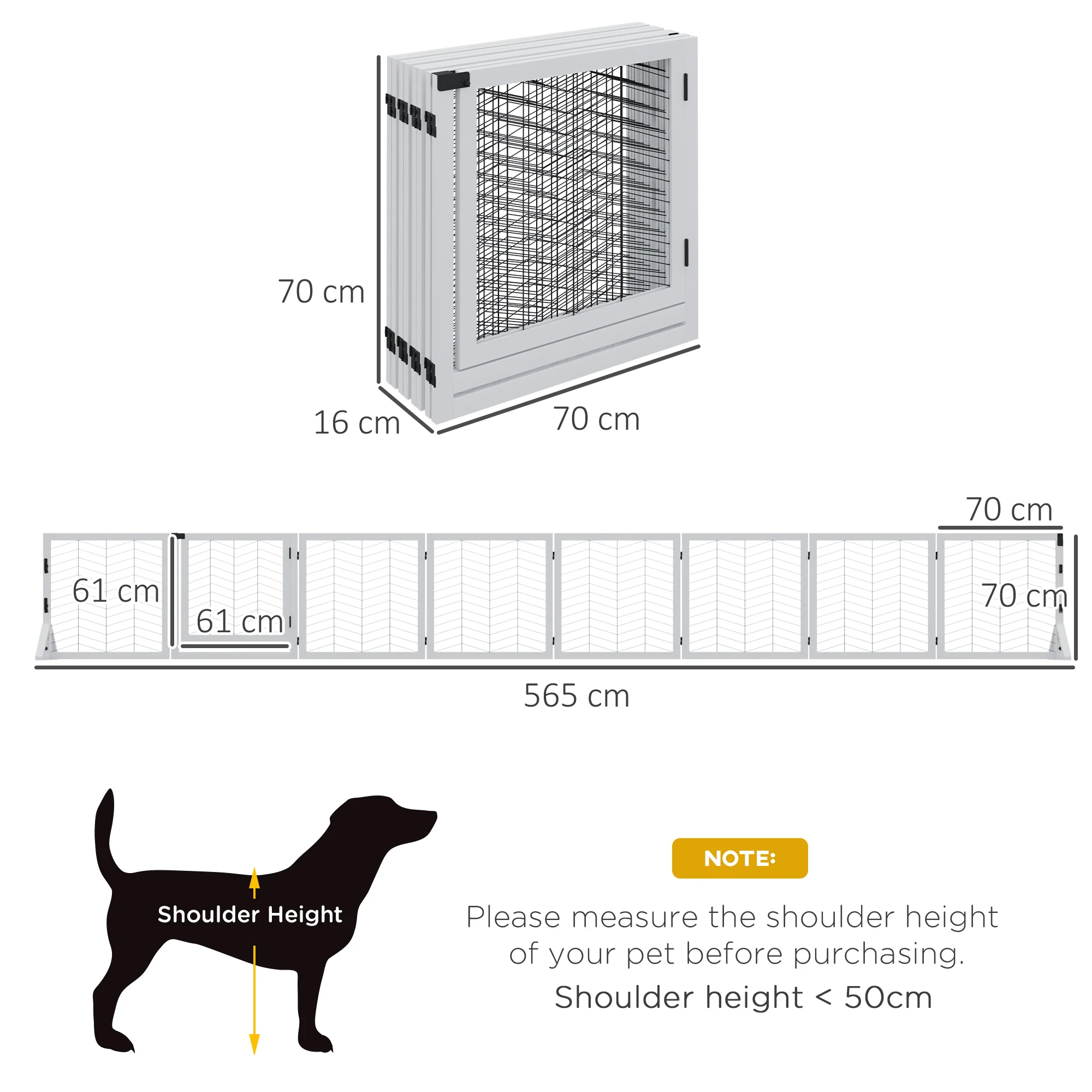 PawHut 8 Panels Freestanding Dog Barrier for S and M Dogs - White - Image 5