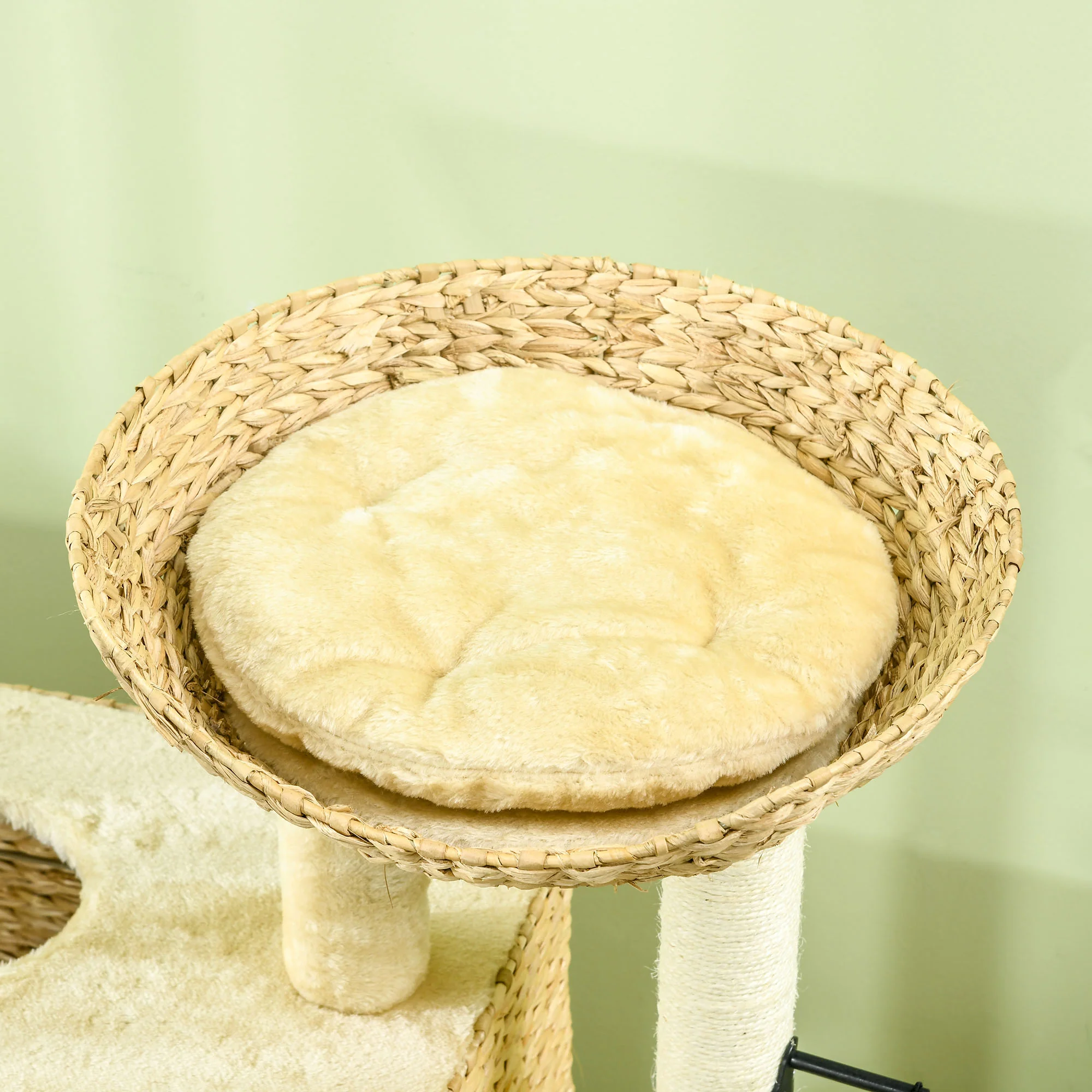 PawHut 95cm Cat Tree Tower W/ Scratching Post, Cat House, Ball, Platform - Beige - Image 8
