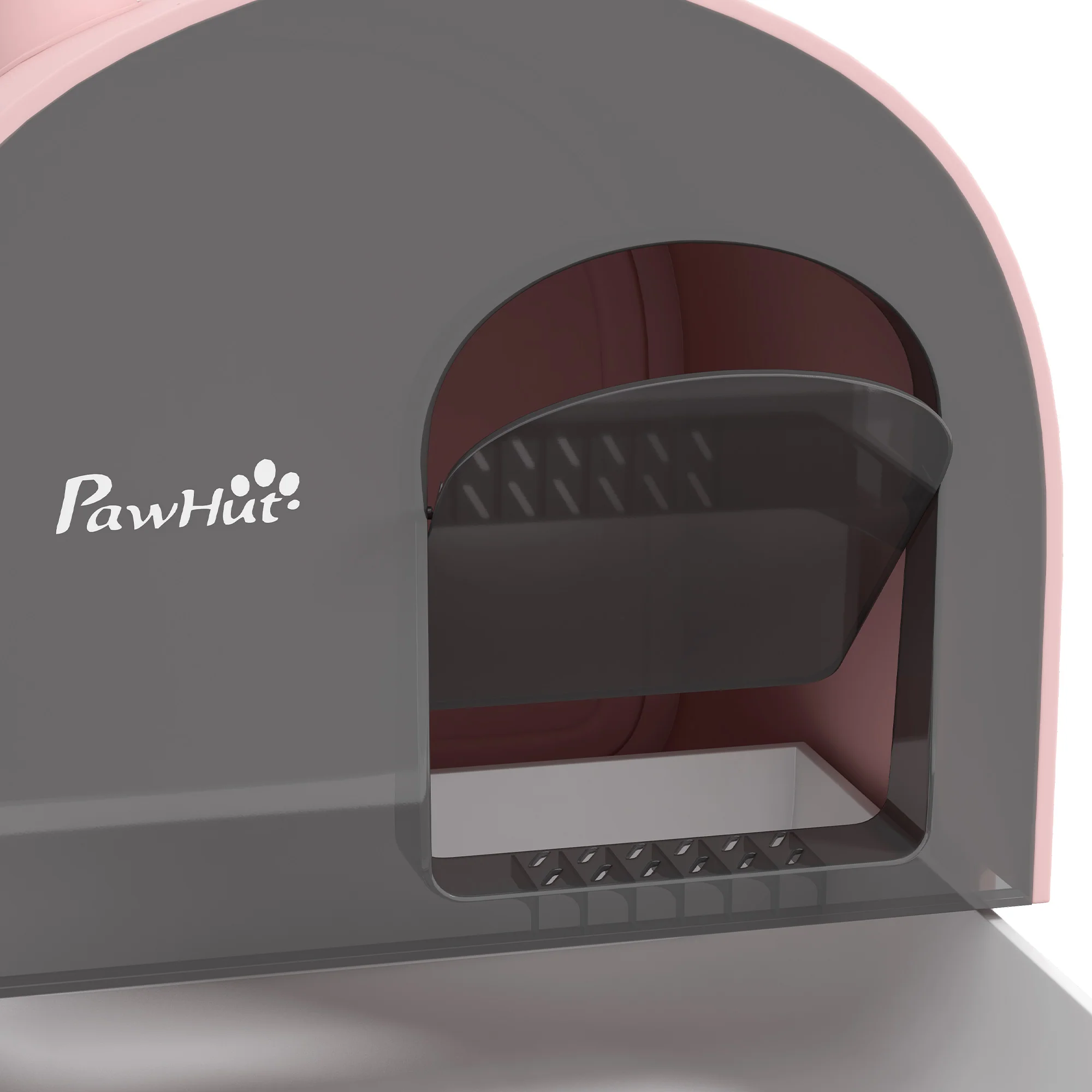 PawHut Cat Litter Box Kitten Litter Tray w/ Lid, Scoop, Filter, Flap Door, Pink - Image 7
