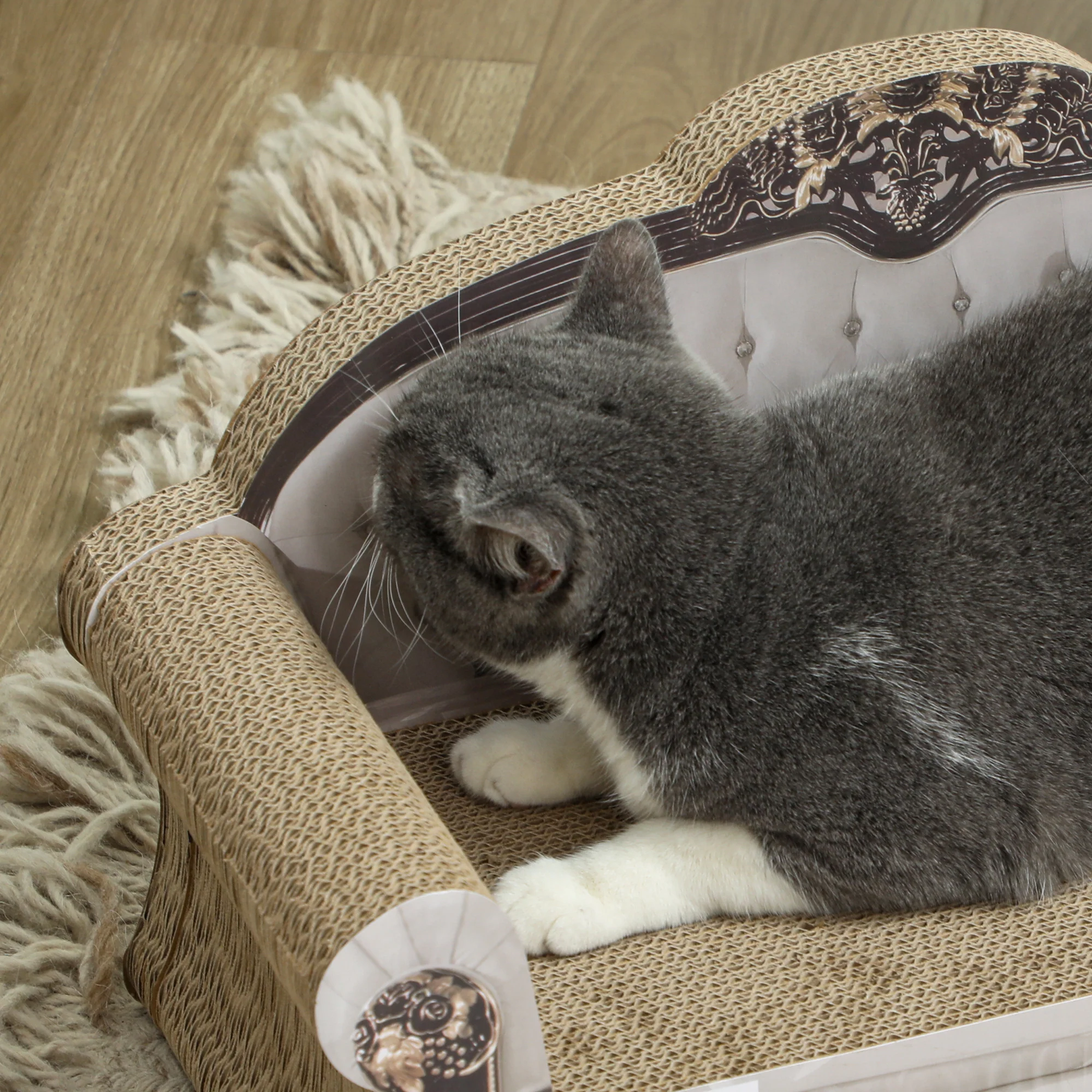 PawHut Cat Scratching Board with Organic Catnip for Indoor Cats, Brown - Image 9