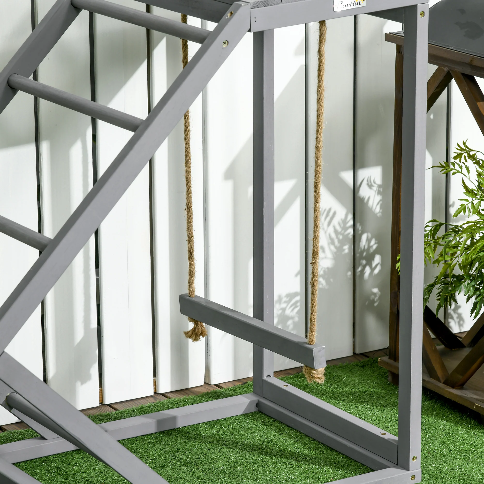 PawHut Chicken Coop Toy With Swing, Ladder, Platform For 2 Chickens, Hens, Grey - Image 8