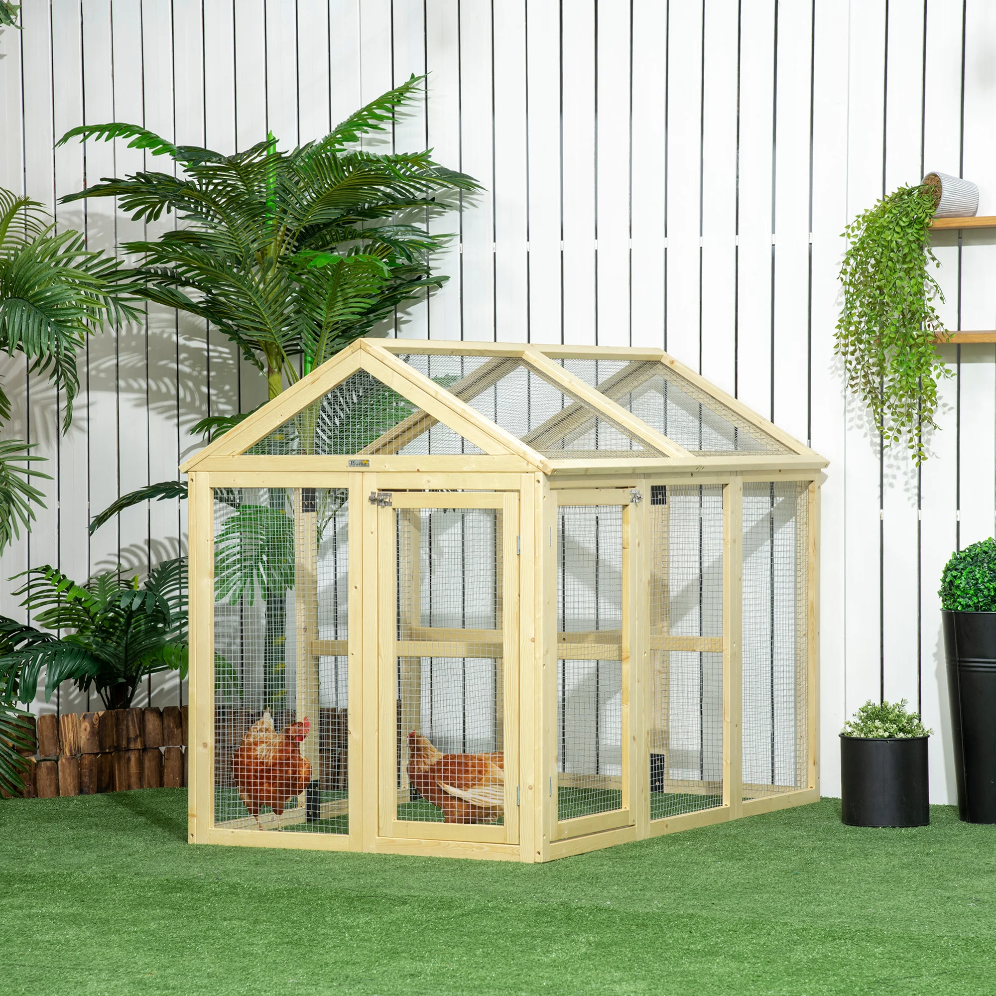 PawHut Chicken Run, Wooden Chicken Coop w/ Combinable Design - Image 11
