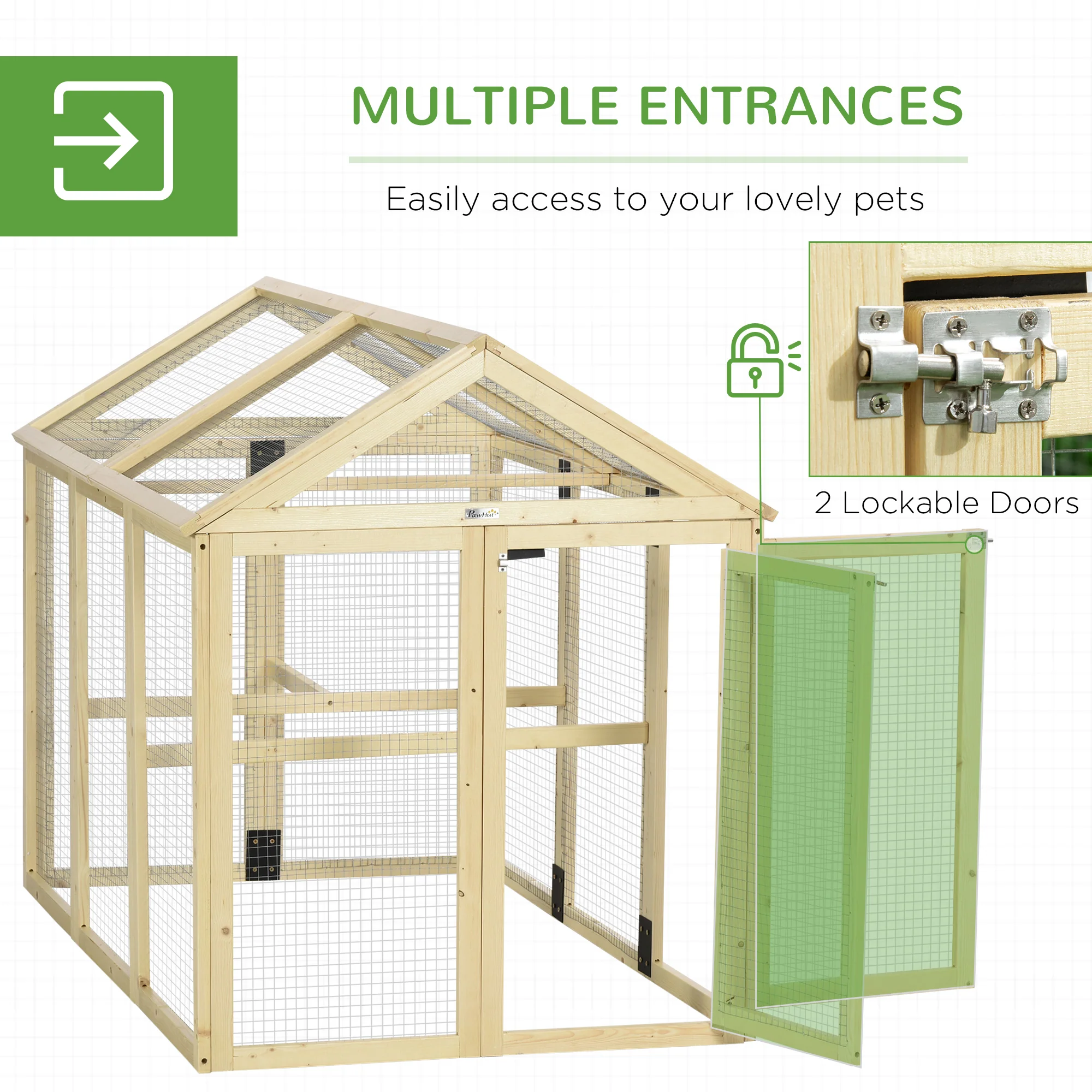PawHut Chicken Run, Wooden Chicken Coop w/ Combinable Design - Image 13