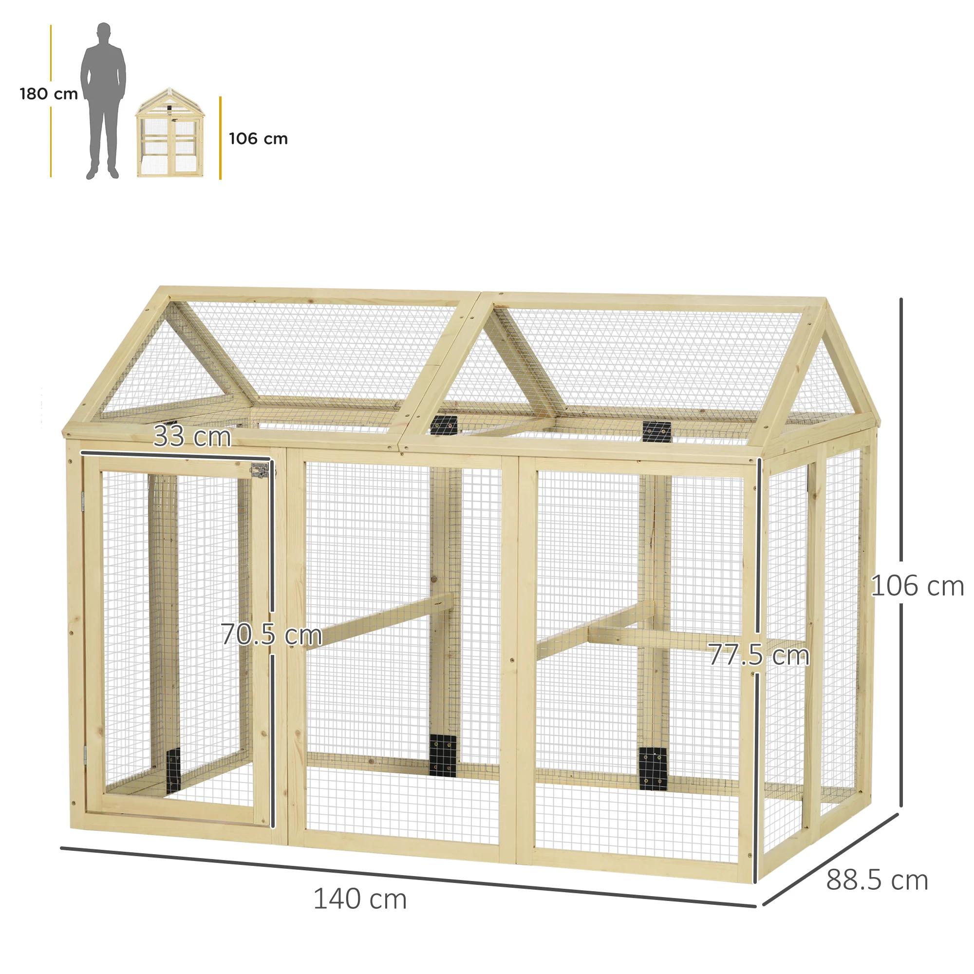 PawHut Chicken Run, Wooden Chicken Coop w/ Combinable Design - Image 14
