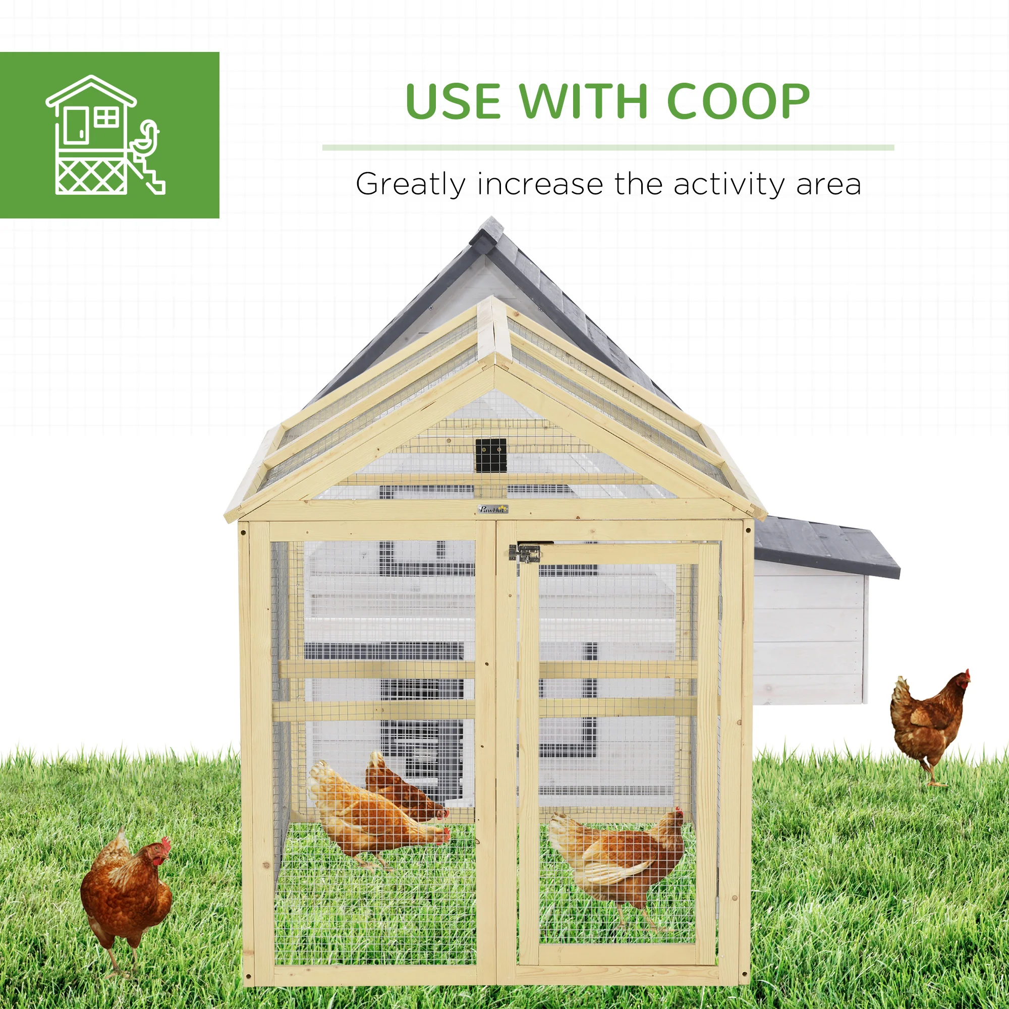 PawHut Chicken Run, Wooden Chicken Coop w/ Combinable Design - Image 15
