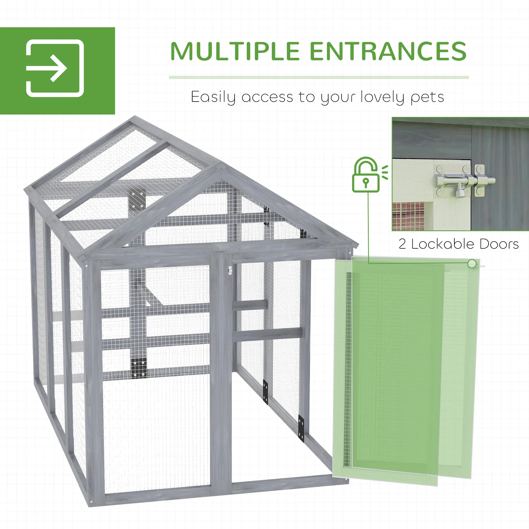 PawHut Chicken Run, Wooden Chicken Coop w/ Combinable Design - Image 4