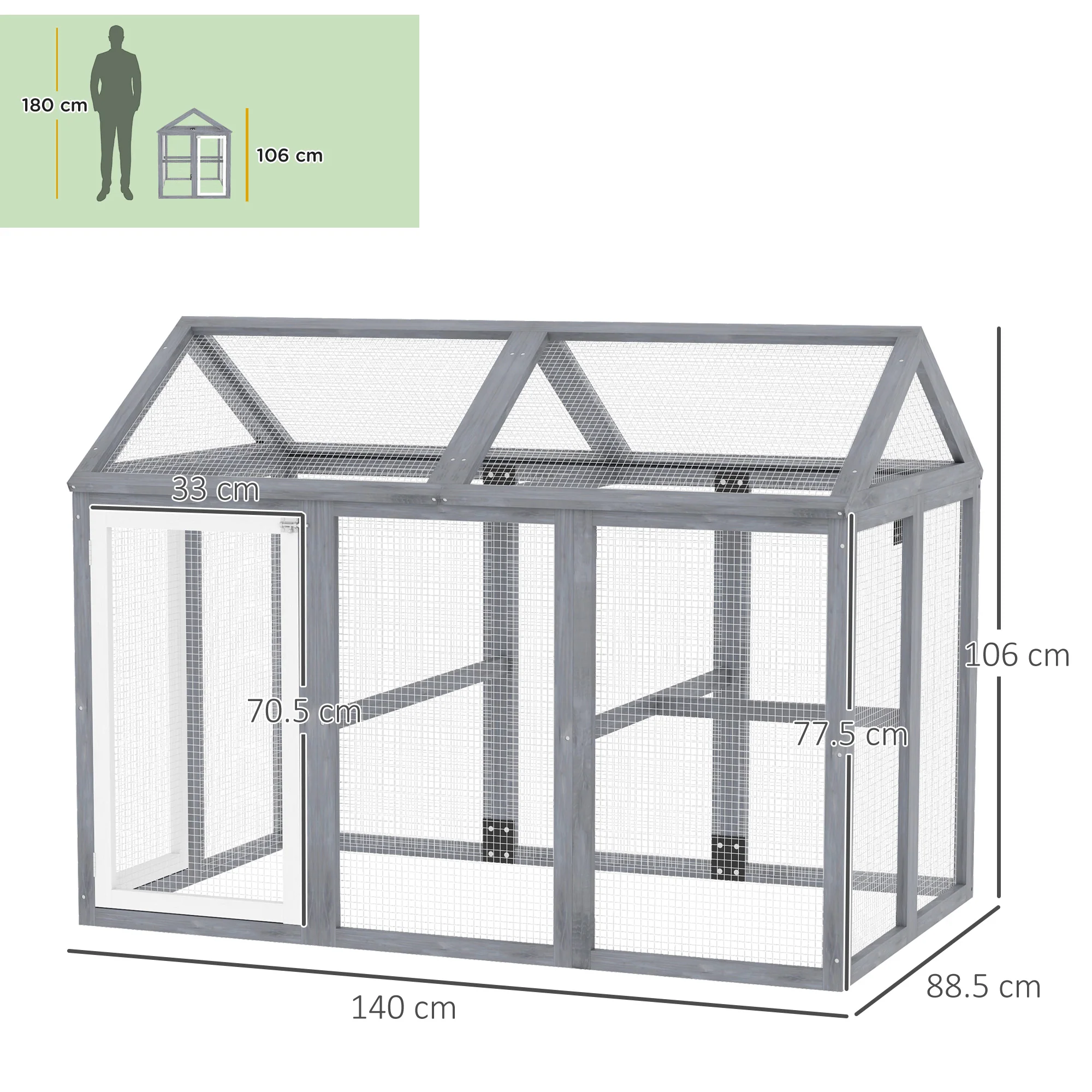 PawHut Chicken Run, Wooden Chicken Coop w/ Combinable Design - Image 5