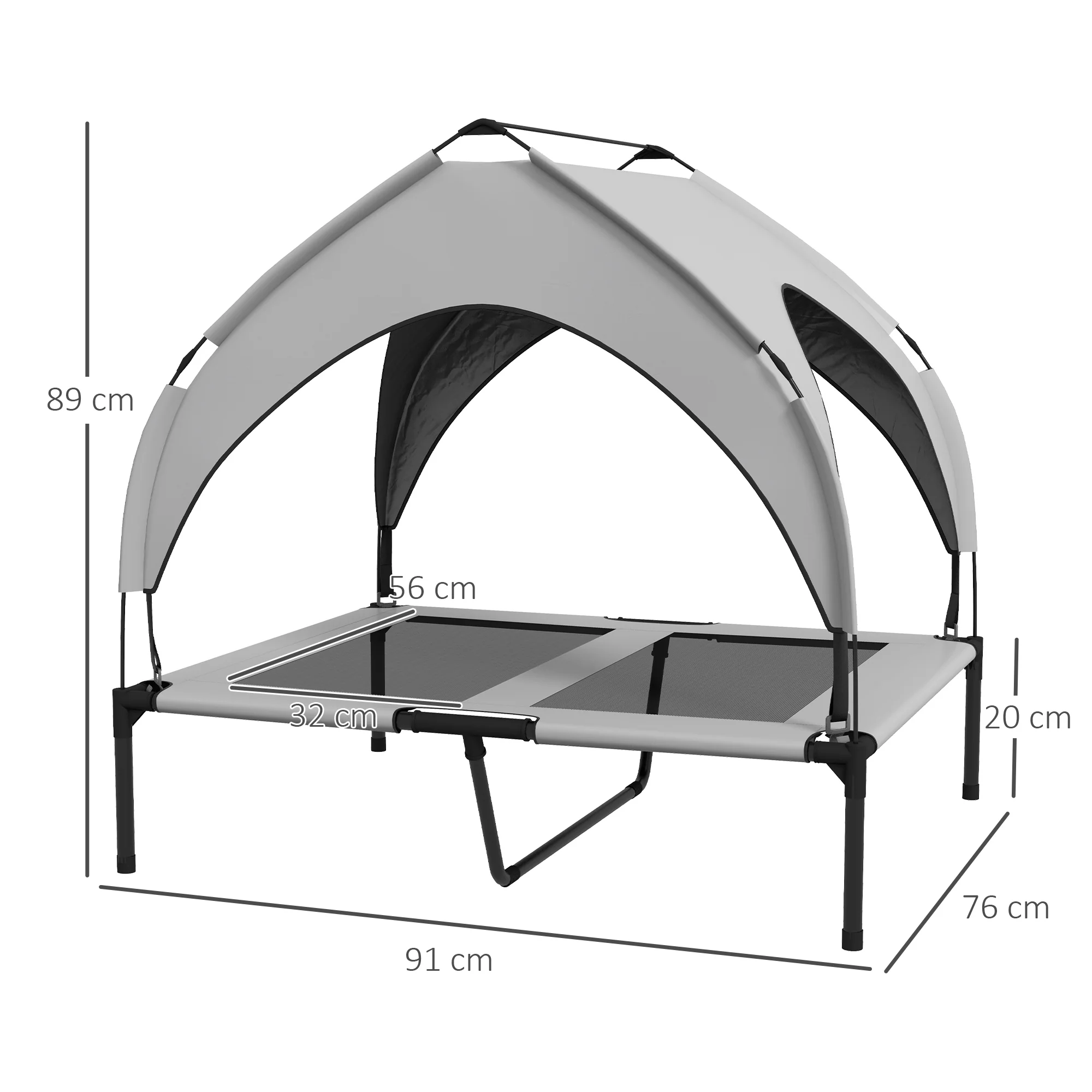 PawHut Cooling Raised Dog Bed w/ Breathable Mesh, Light Grey - Image 23