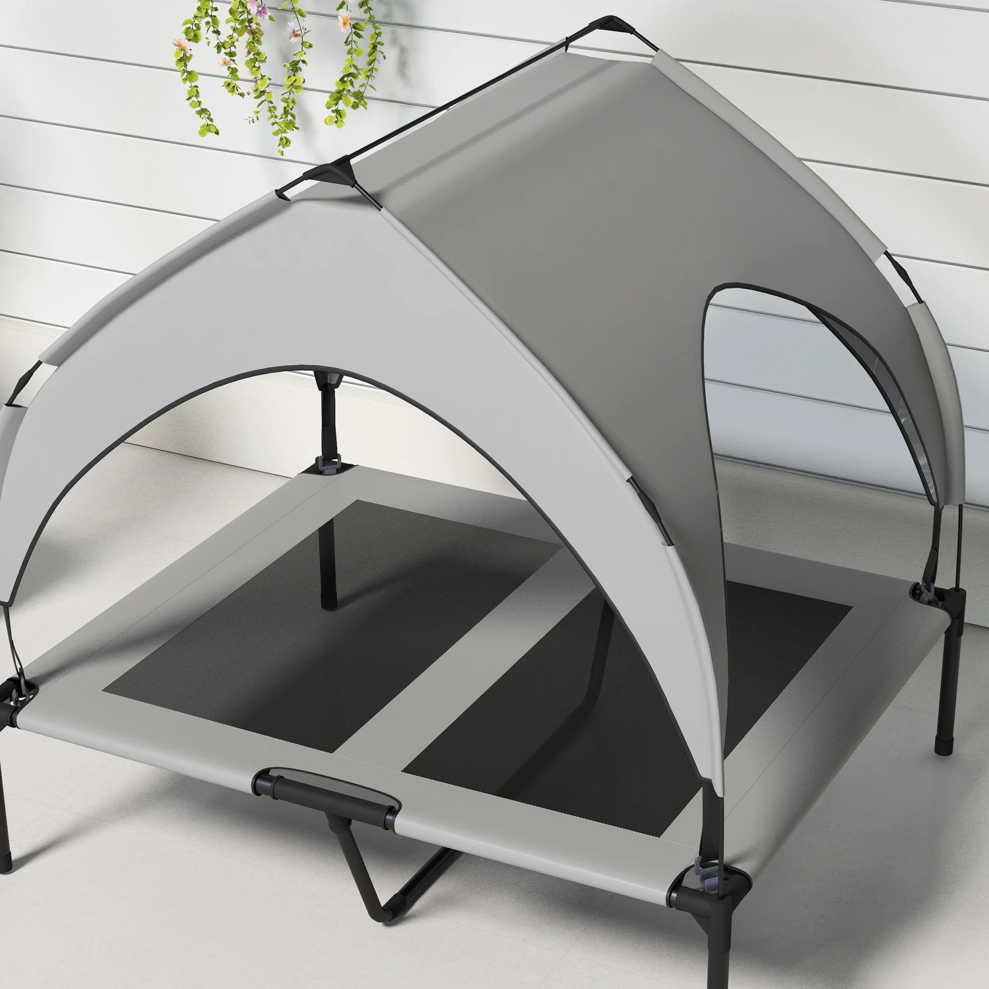 PawHut Cooling Raised Dog Bed w/ Breathable Mesh, Light Grey - Image 26