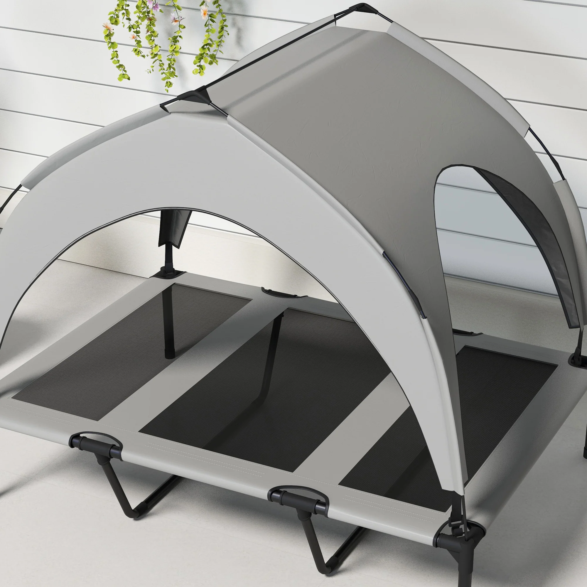 PawHut Cooling Raised Dog Bed w/ Breathable Mesh, Light Grey - Image 35