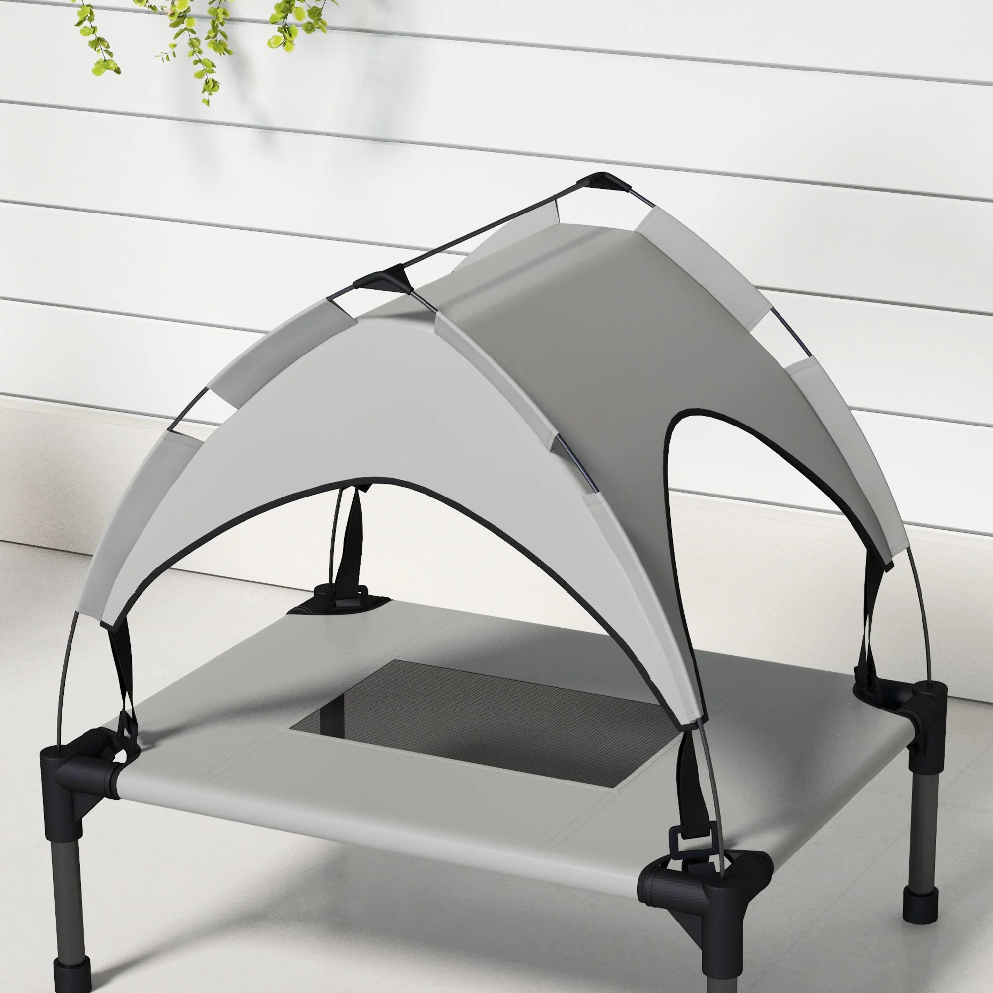 PawHut Cooling Raised Dog Bed w/ Breathable Mesh, Light Grey - Image 8