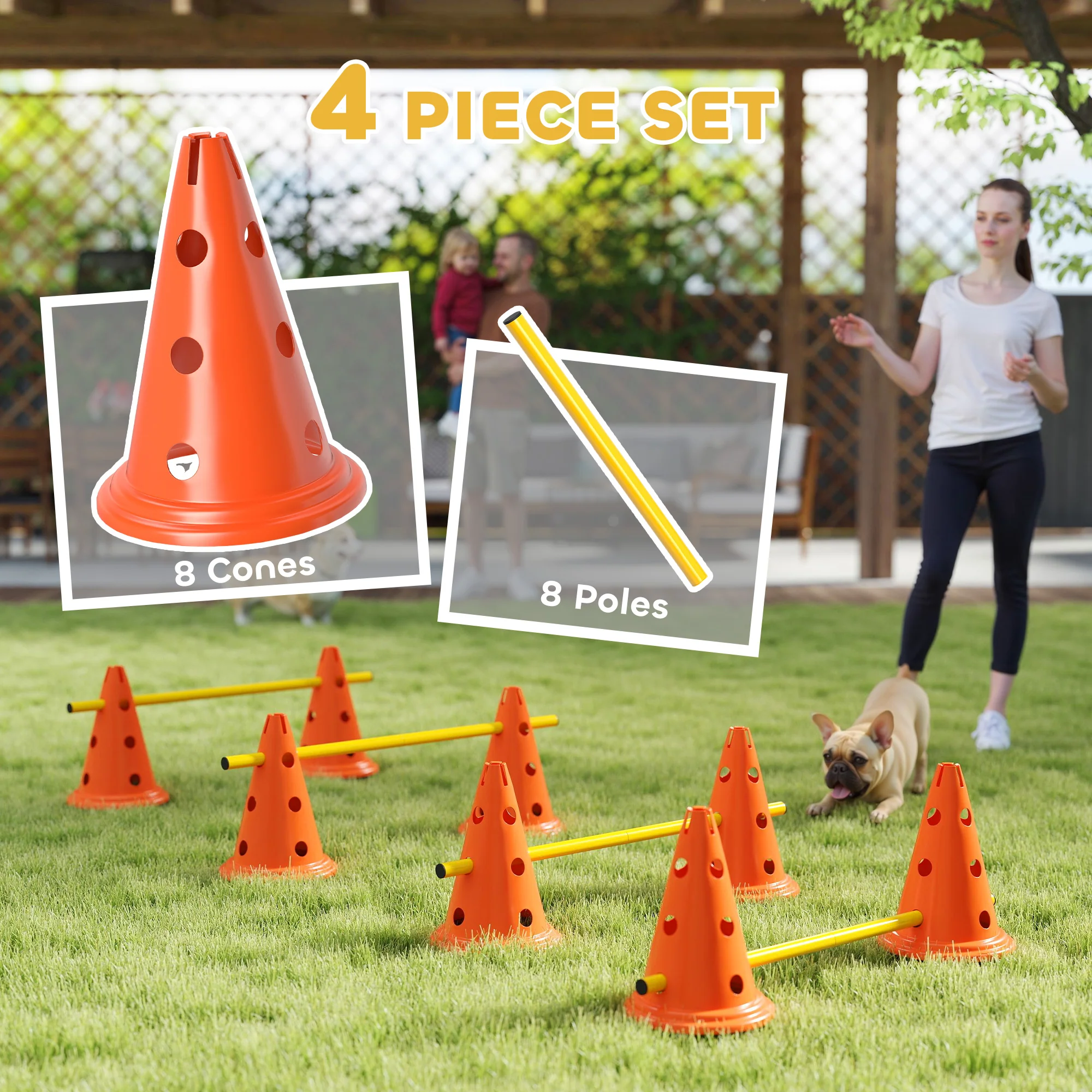 PawHut Dog Agility Equipment Set, Four-Piece Adjustable Height Jumping - Image 12