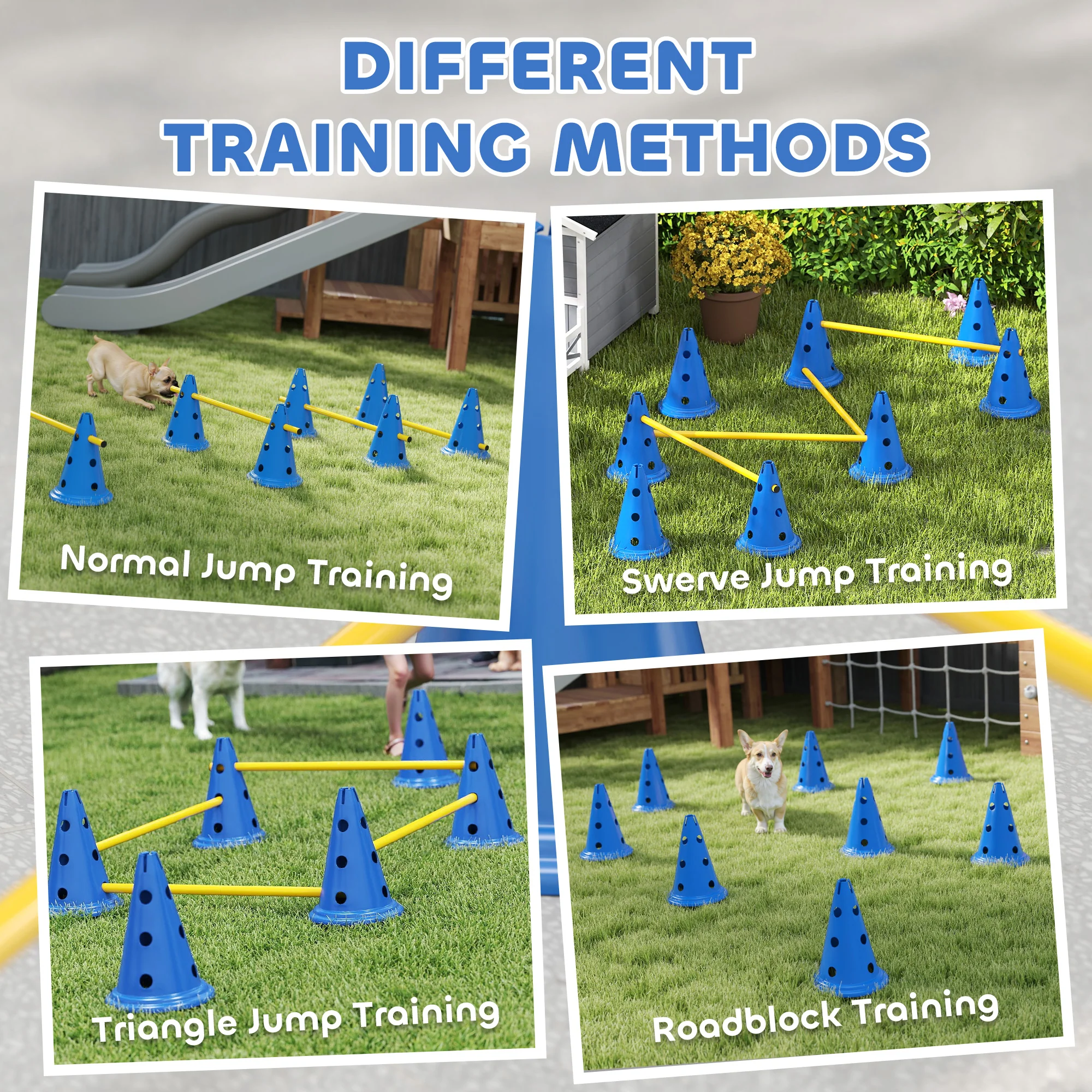 PawHut Dog Agility Equipment Set, Four-Piece Adjustable Height Jumping - Image 4