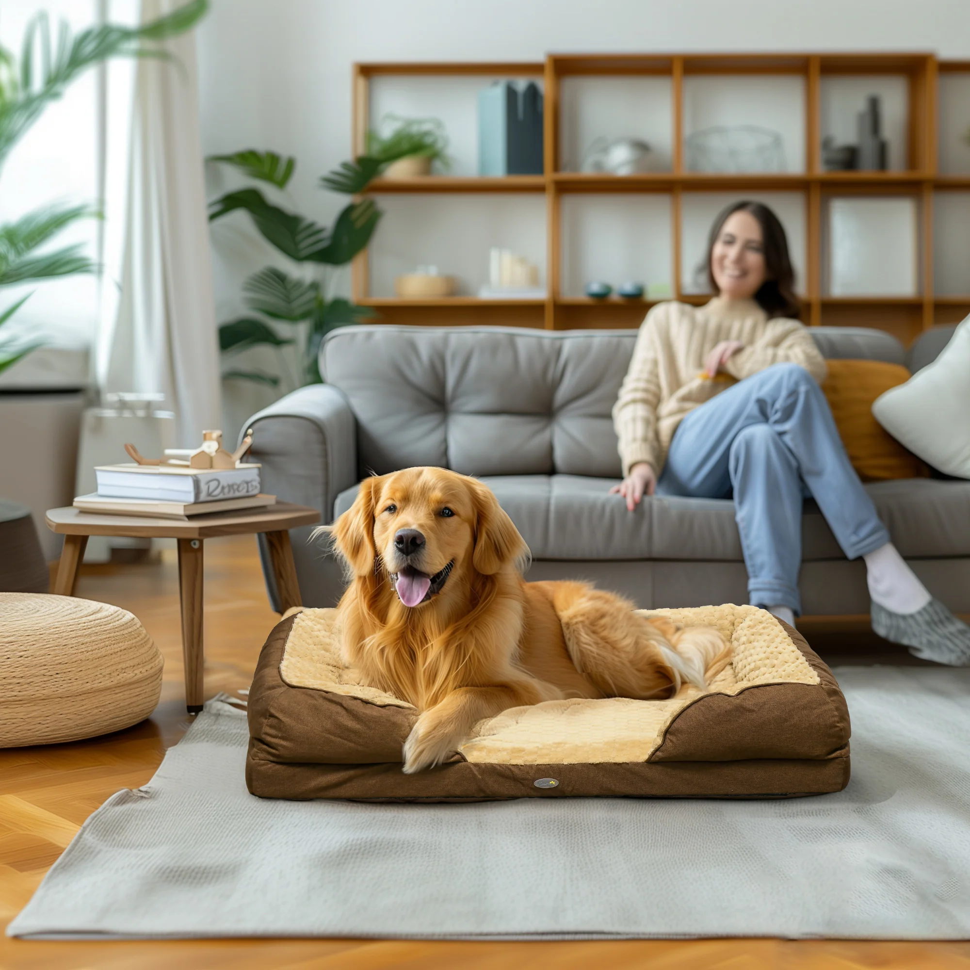 PawHut Dog Bed Calming Pet Bed Dog Mattress For Large Dogs - Charcoal Grey/Brown - Image 11