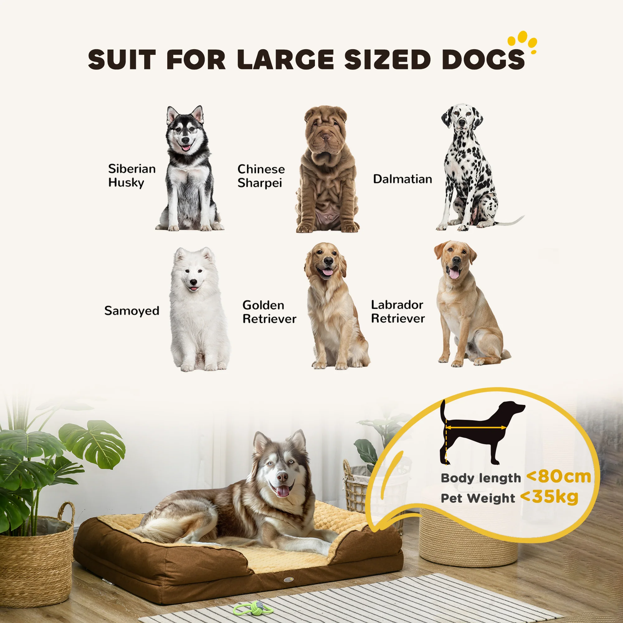 PawHut Dog Bed Calming Pet Bed Dog Mattress For Large Dogs - Charcoal Grey/Brown - Image 12
