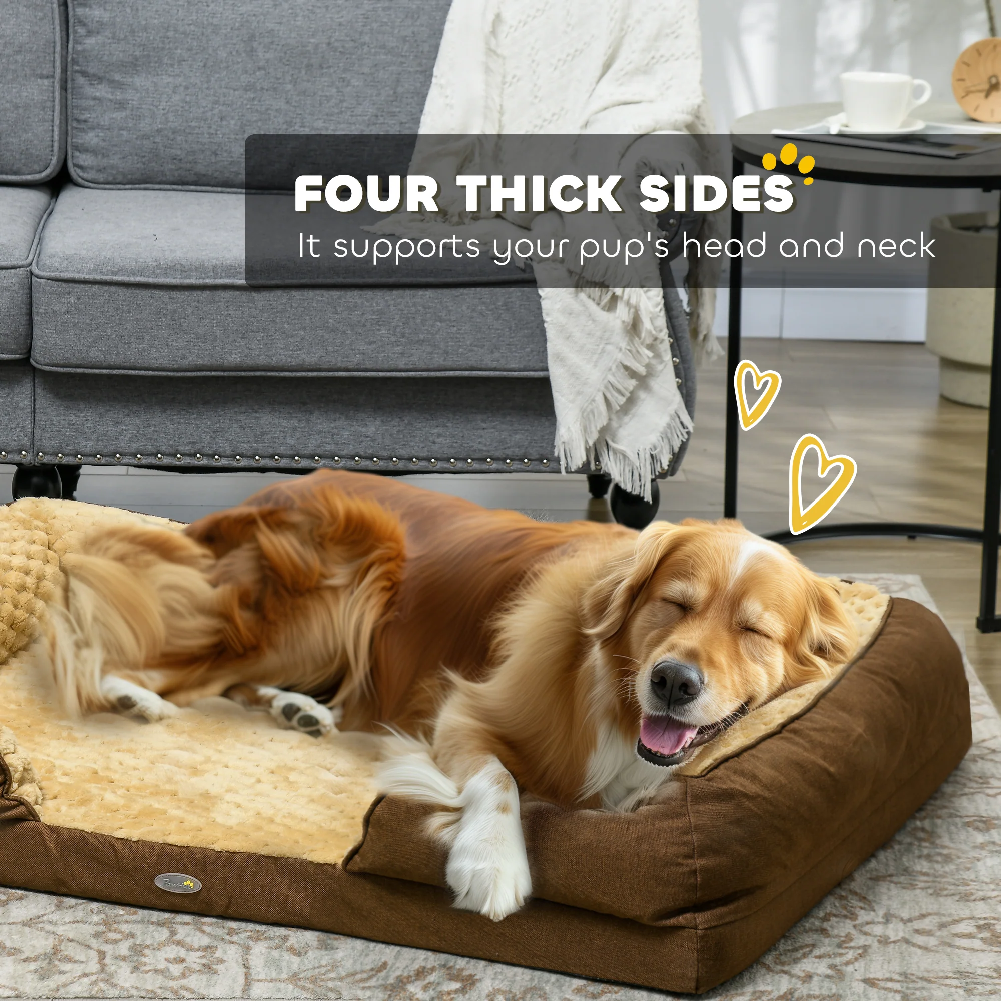 PawHut Dog Bed Calming Pet Bed Dog Mattress For Large Dogs - Charcoal Grey/Brown - Image 13