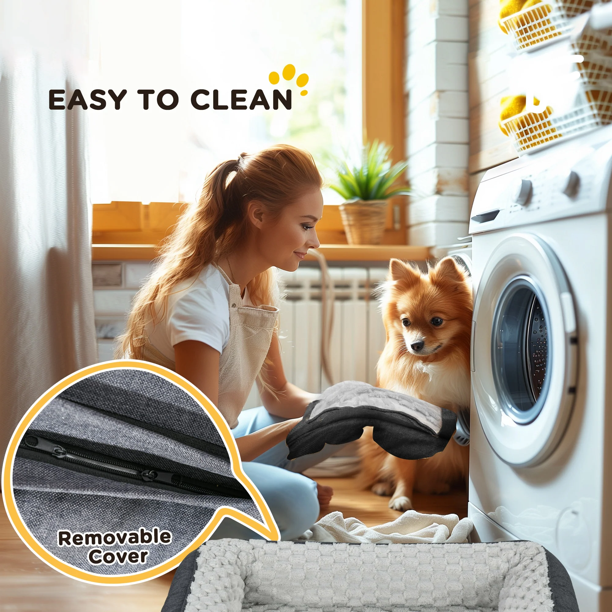 PawHut Dog Bed Calming Pet Bed Dog Mattress For Medium Dogs - Charcoal Grey/Brown - Image 8