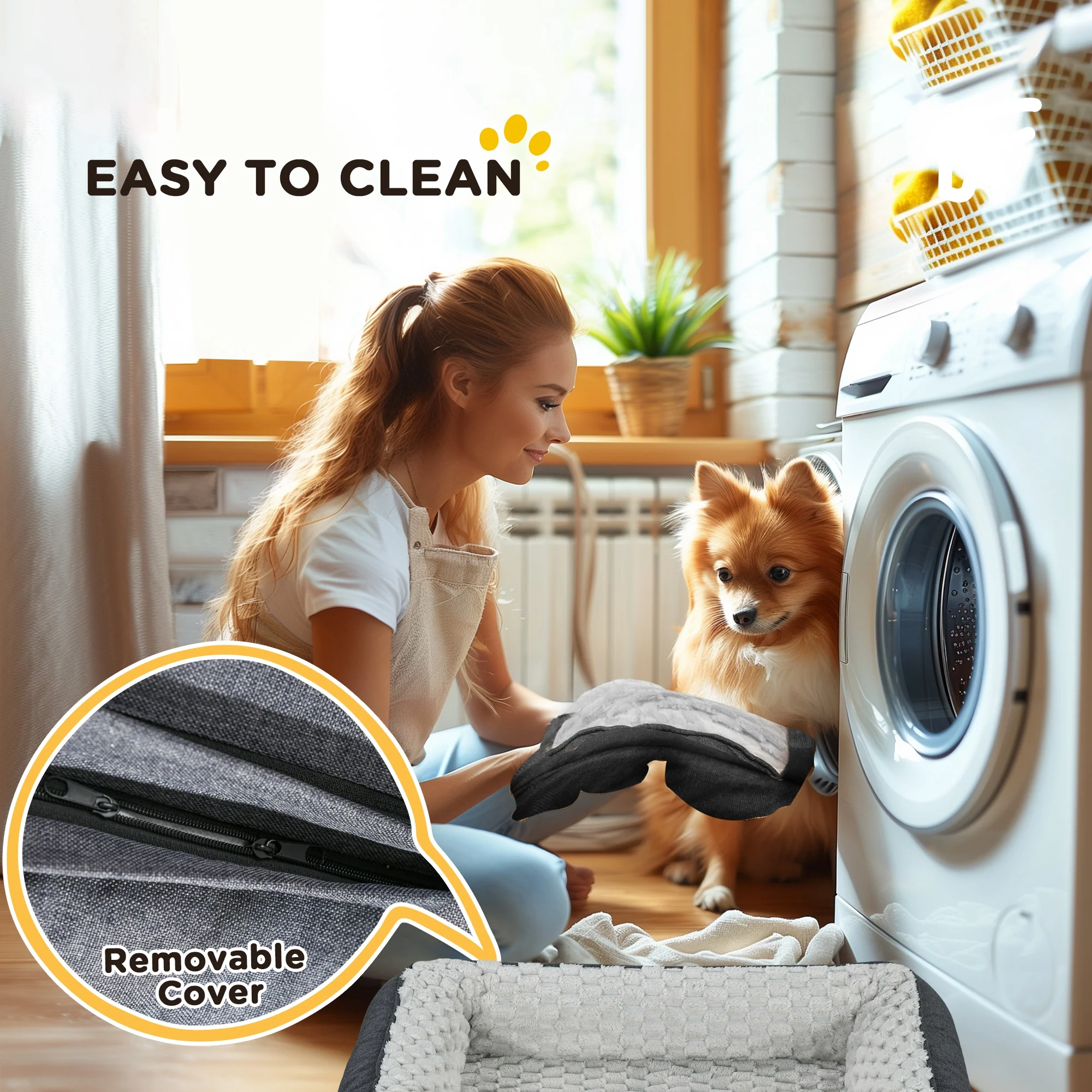 PawHut Dog Bed Calming Pet Bed Dog Mattress For Small Dogs - Charcoal Grey/Brown - Image 8