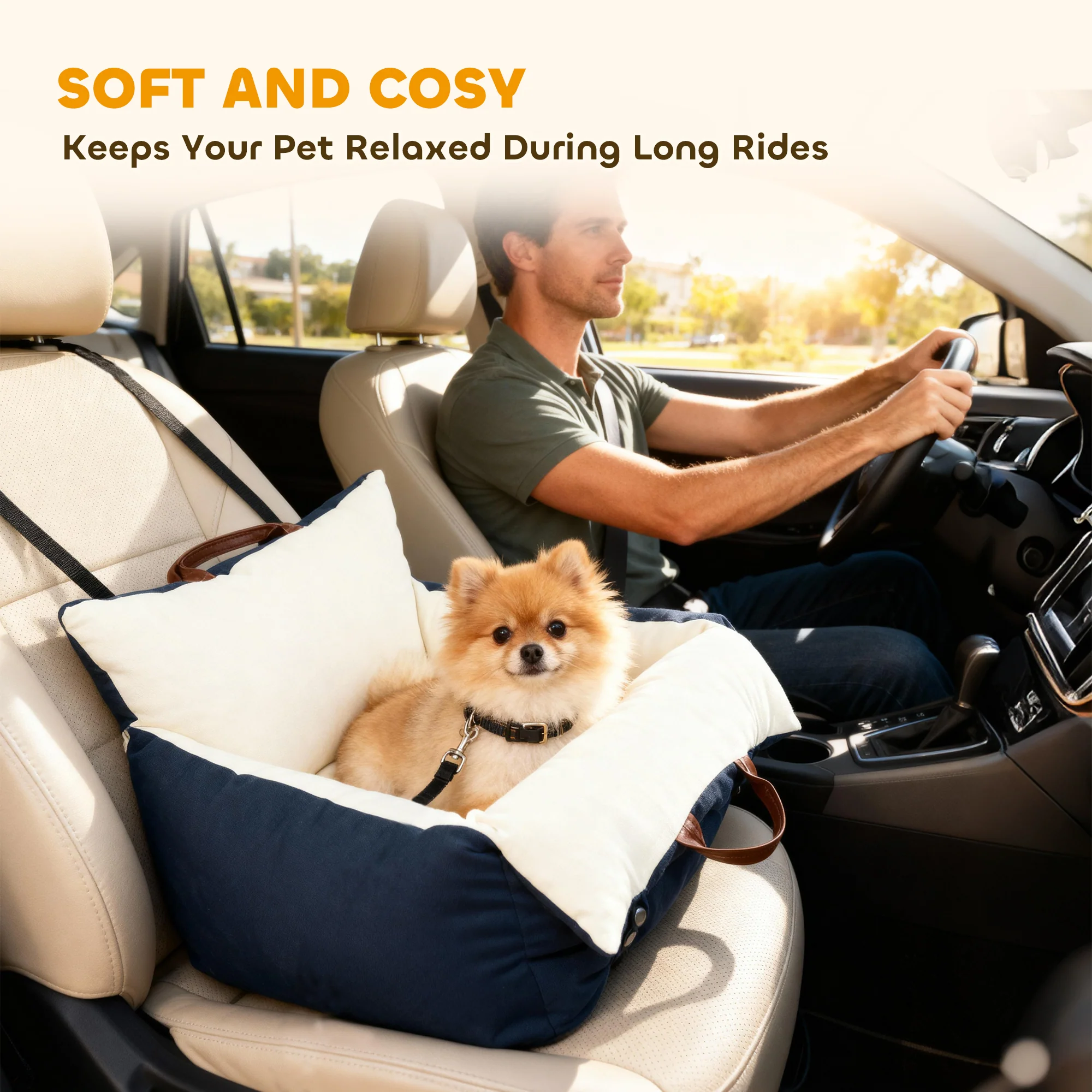 PawHut Dog Car Seat, Cosy Pet Car Booster Seat for Small Dog Under 5 KG - Image 6