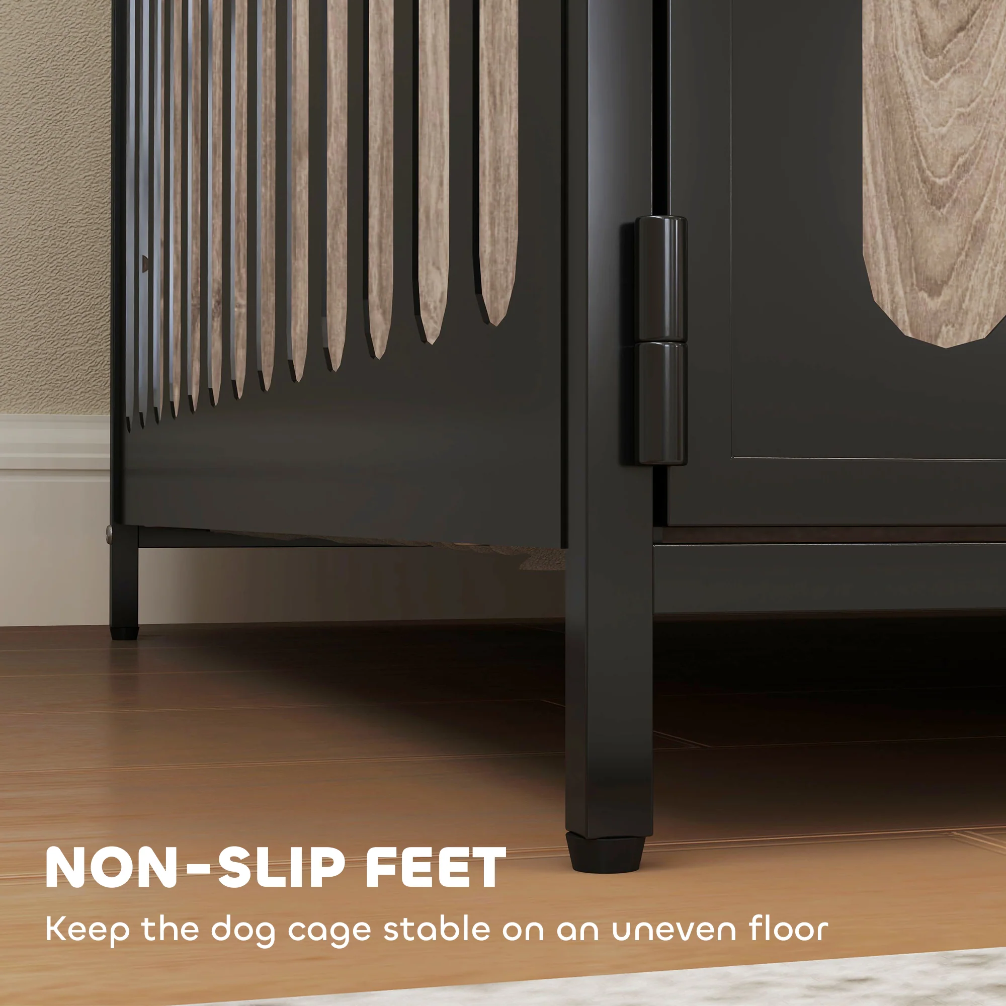 PawHut Dog Crate Furniture With Anti-Chew Resistant Mesh For Dogs - Walnut Brown - Image 24
