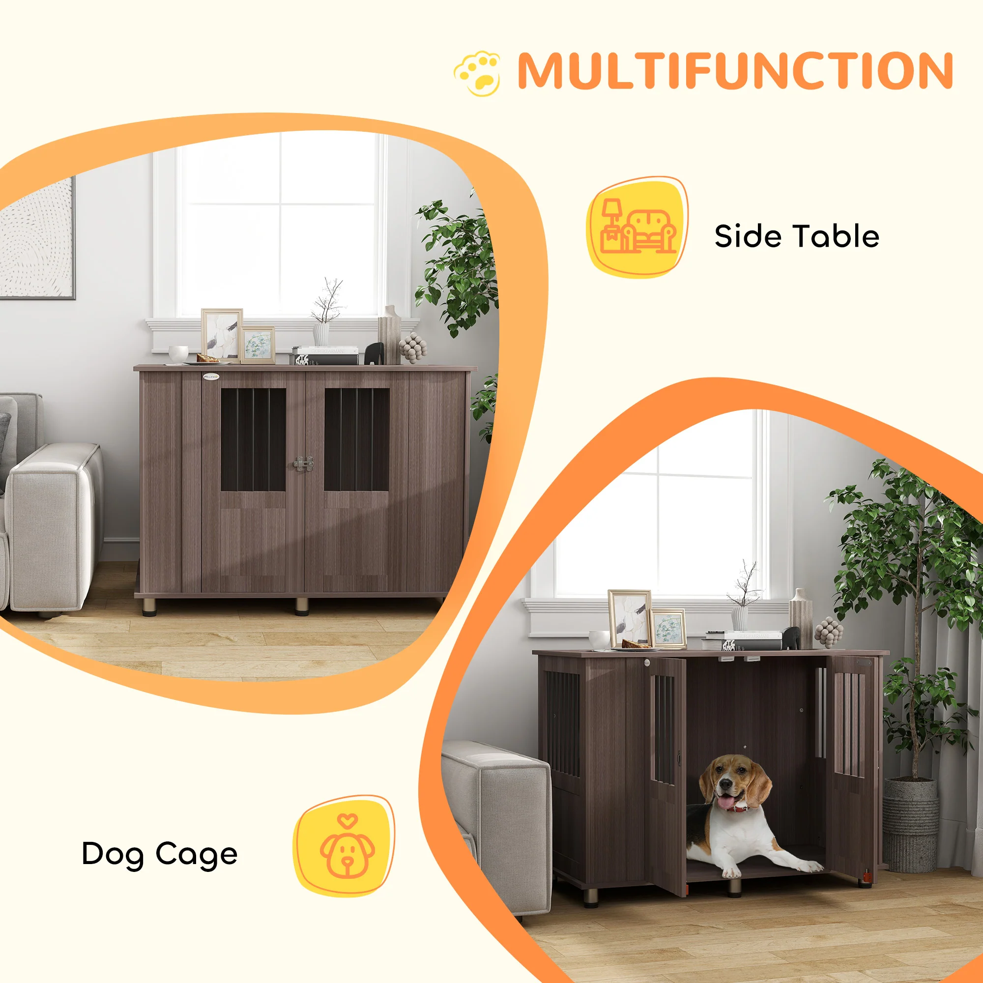PawHut Dog Crate Kennel Cage, Indoor End Table, Purple - Image 13