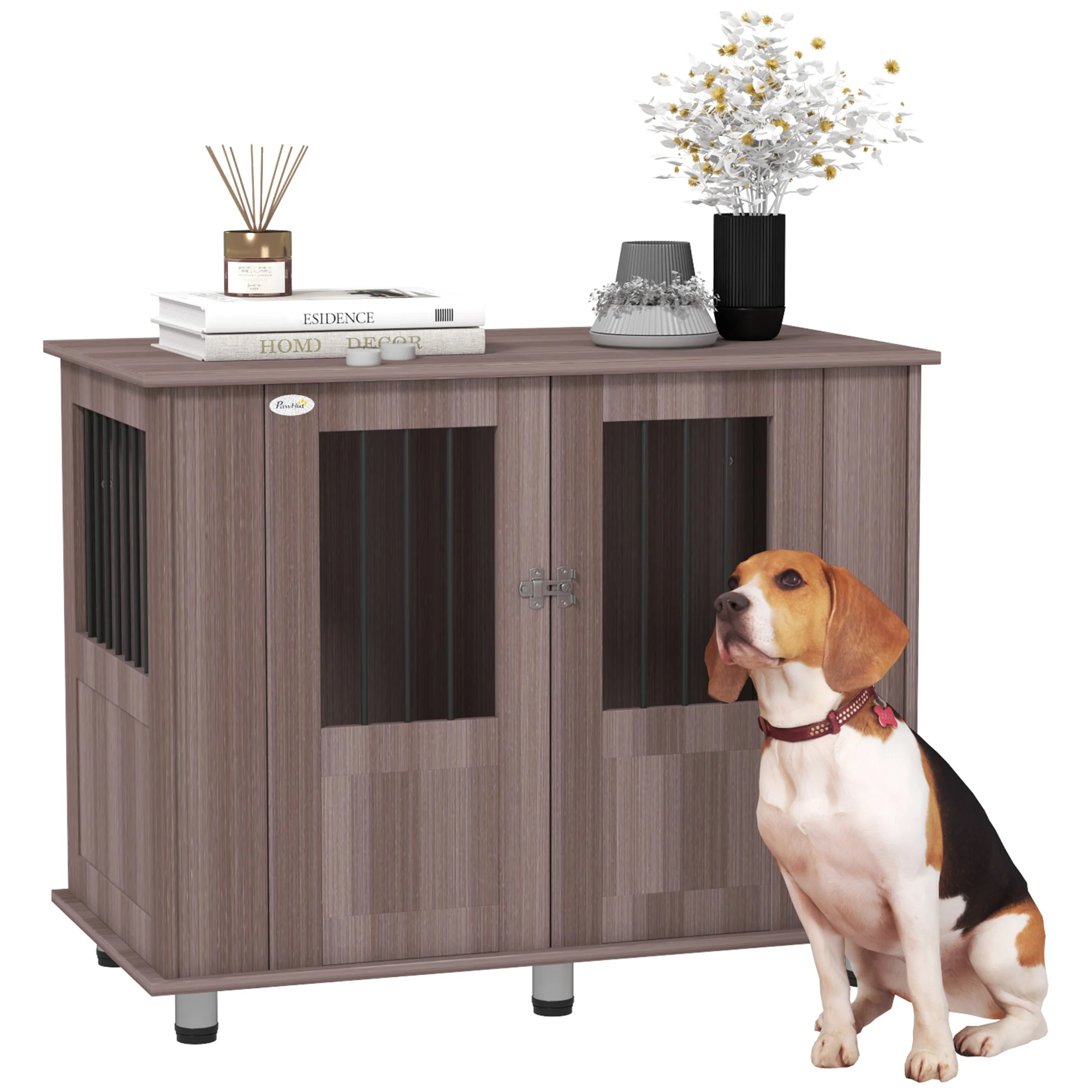 PawHut Dog Crate Kennel Cage, Indoor End Table, Purple - Image 19