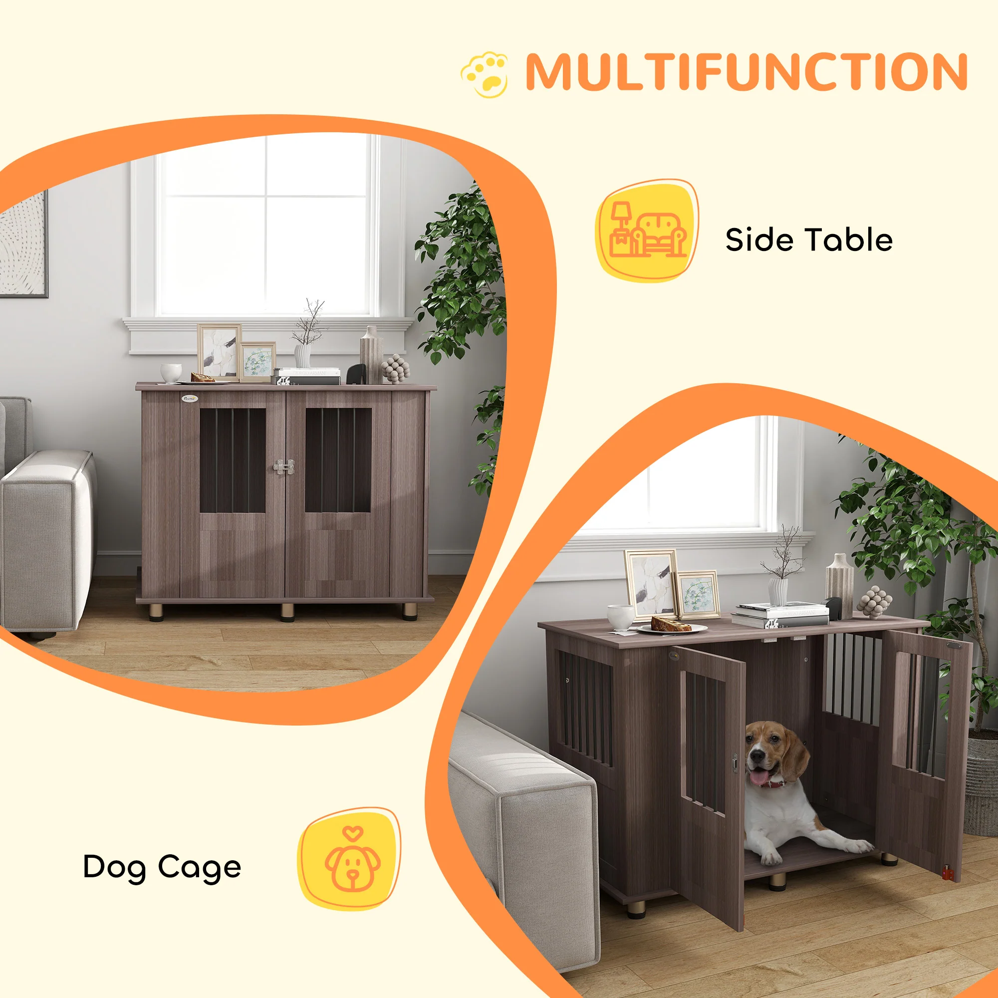 PawHut Dog Crate Kennel Cage, Indoor End Table, Purple - Image 22