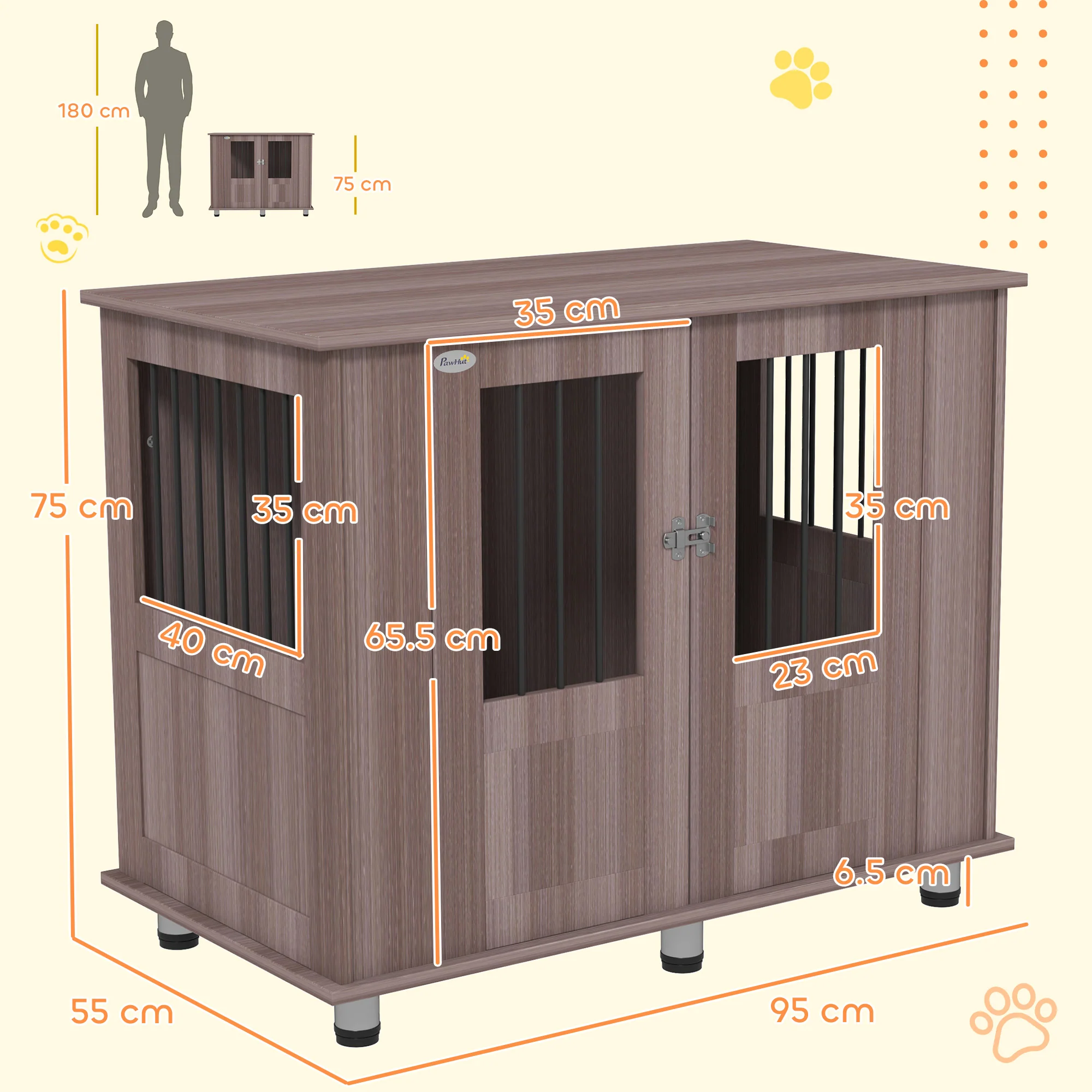 PawHut Dog Crate Kennel Cage, Indoor End Table, Purple - Image 23