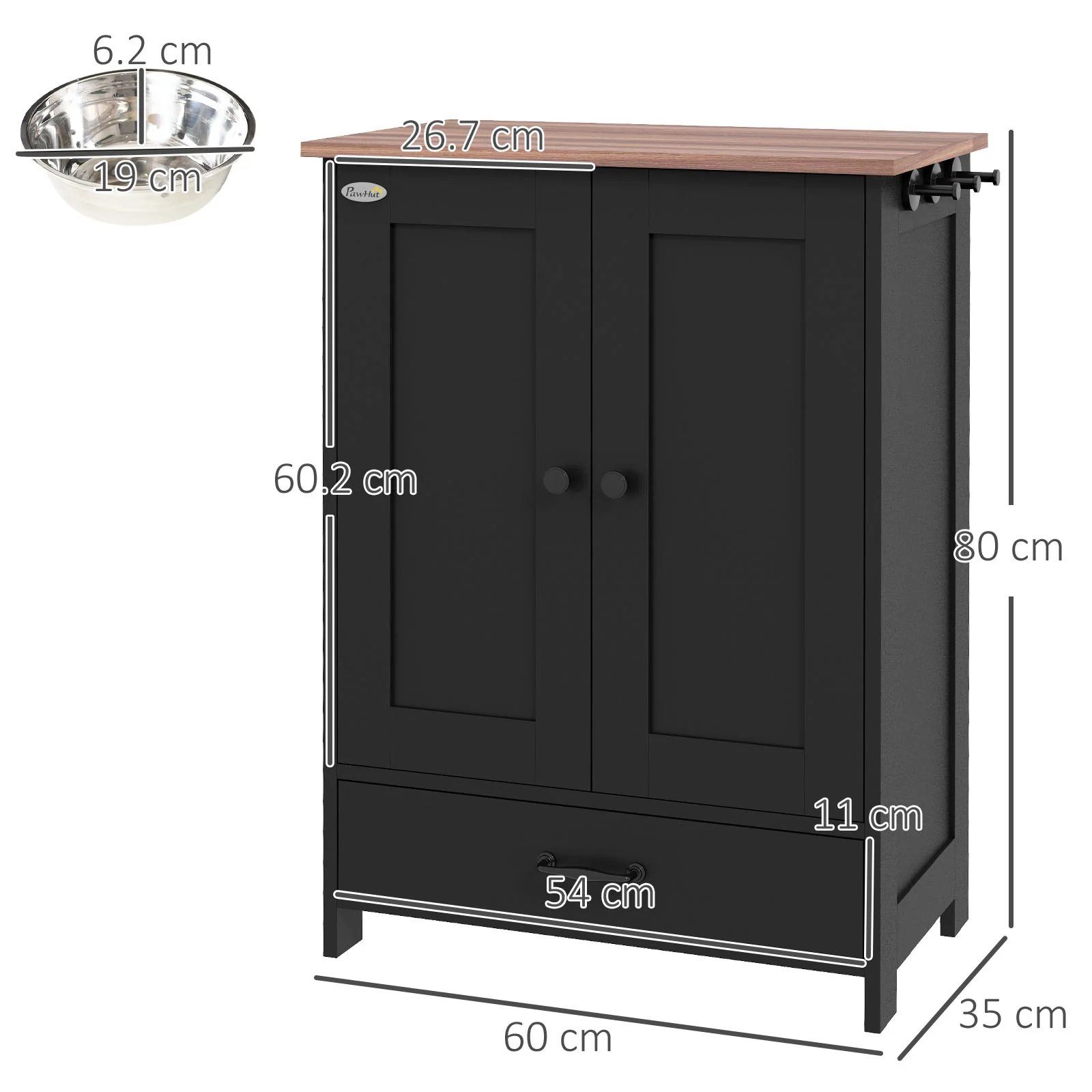PawHut Dog Feeding Station With Storage, Pet Feeding Station With Dog Bowls - Image 5