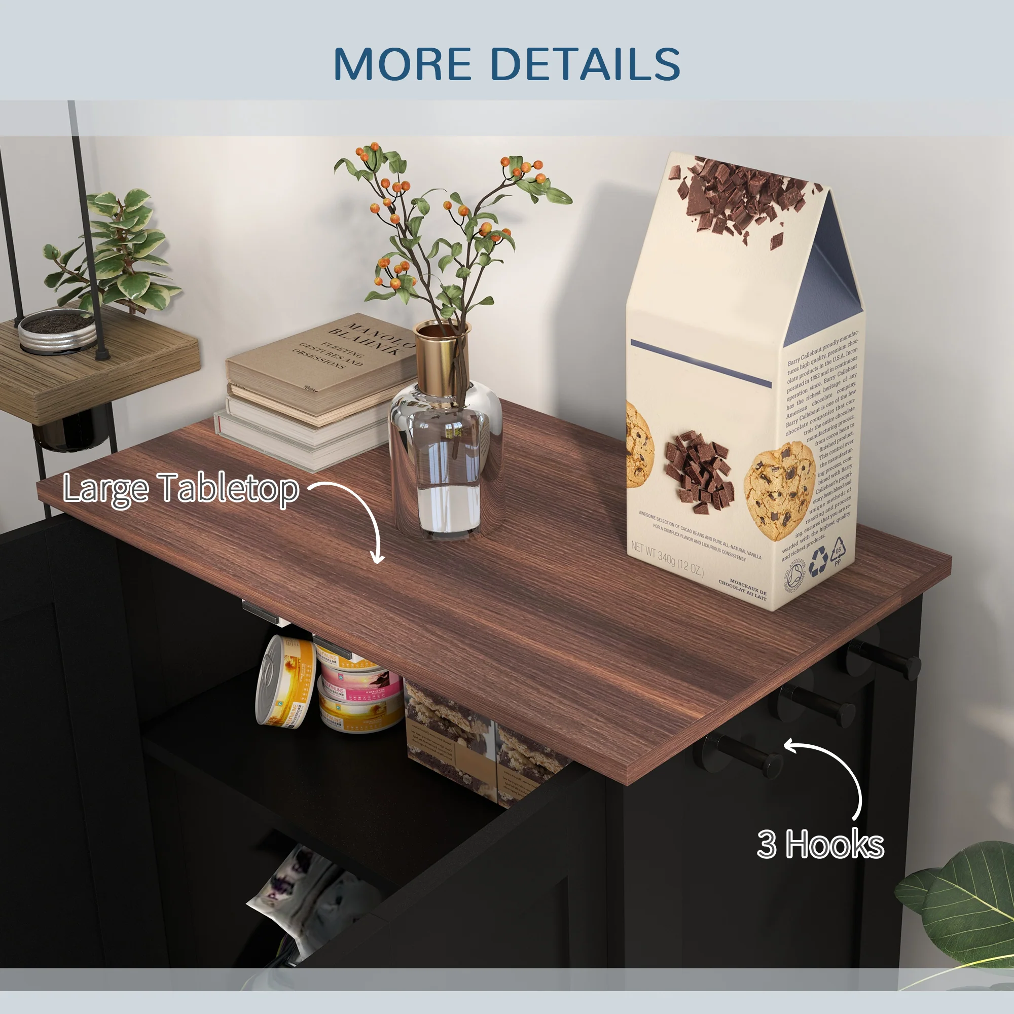 PawHut Dog Feeding Station With Storage, Pet Feeding Station With Dog Bowls - Image 7