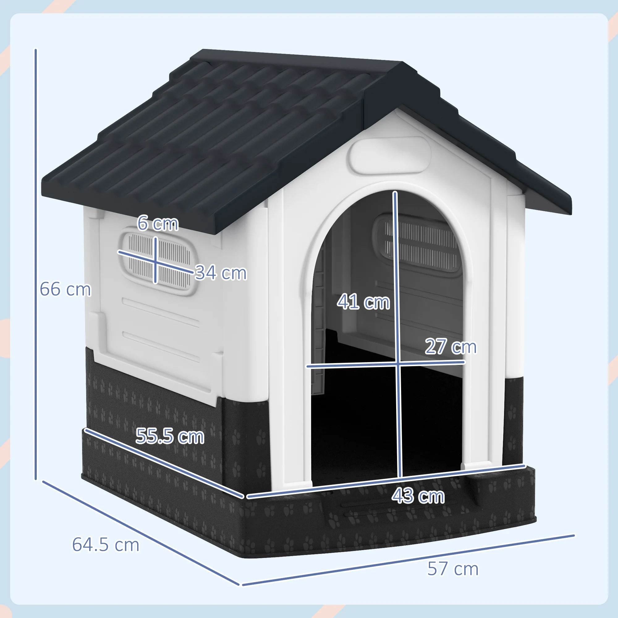 PawHut Dog Kennel For Outside, Grey - Image 5