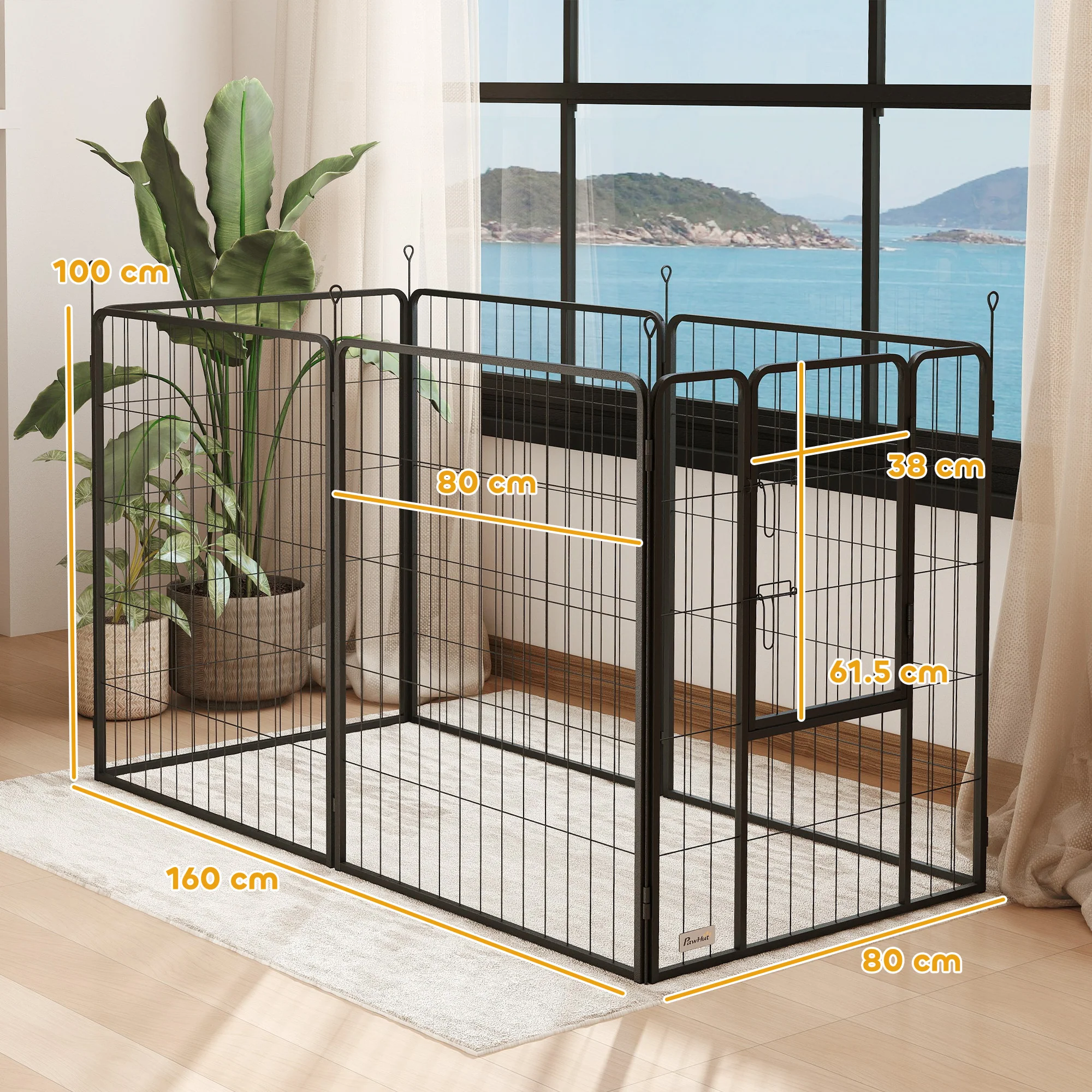 PawHut Dog Playpen, 6 Panels Puppy Pen Dog Playpen - Image 14