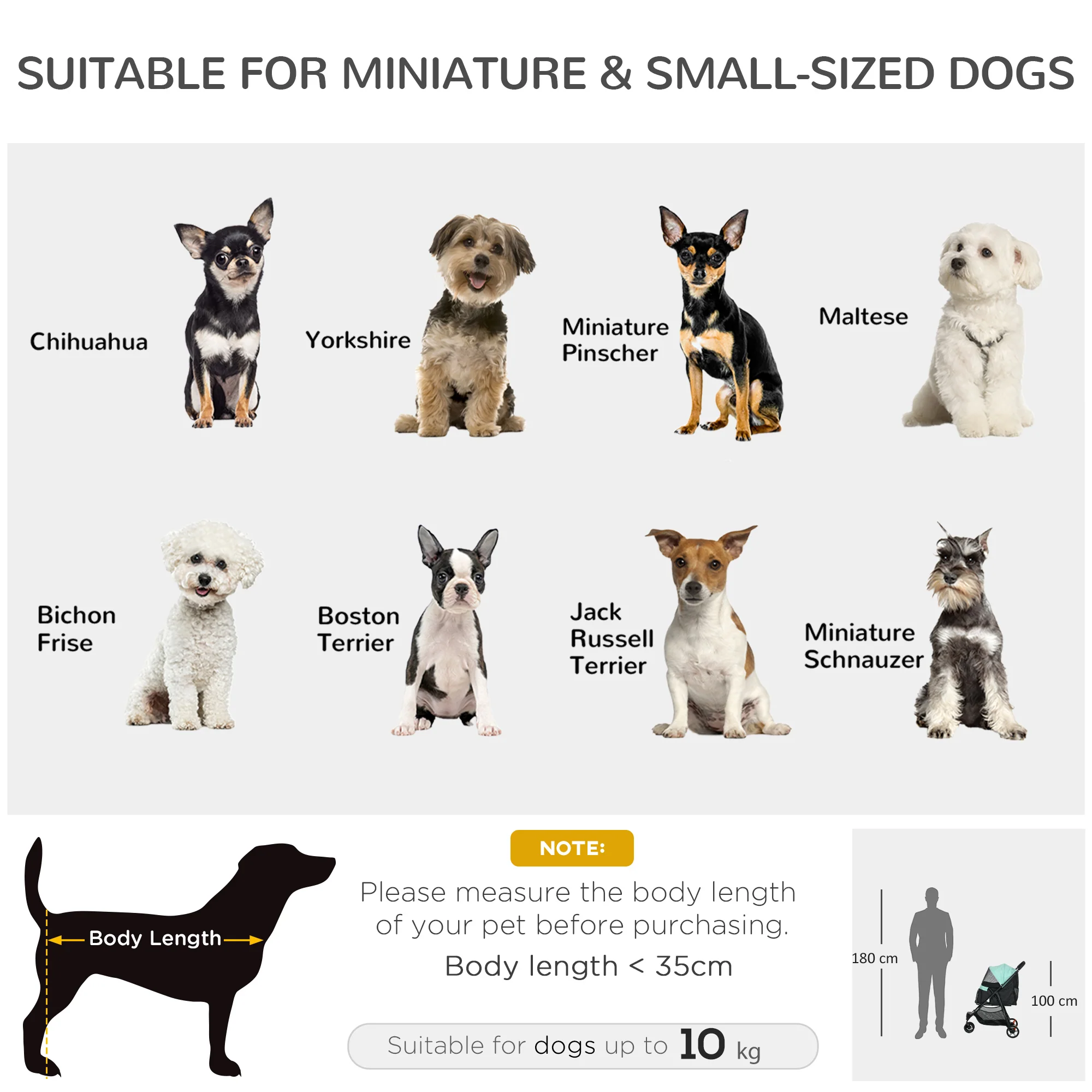 PawHut Dog Stroller For XS Dogs, S Dogs, Cats With Rain Cover - Image 12
