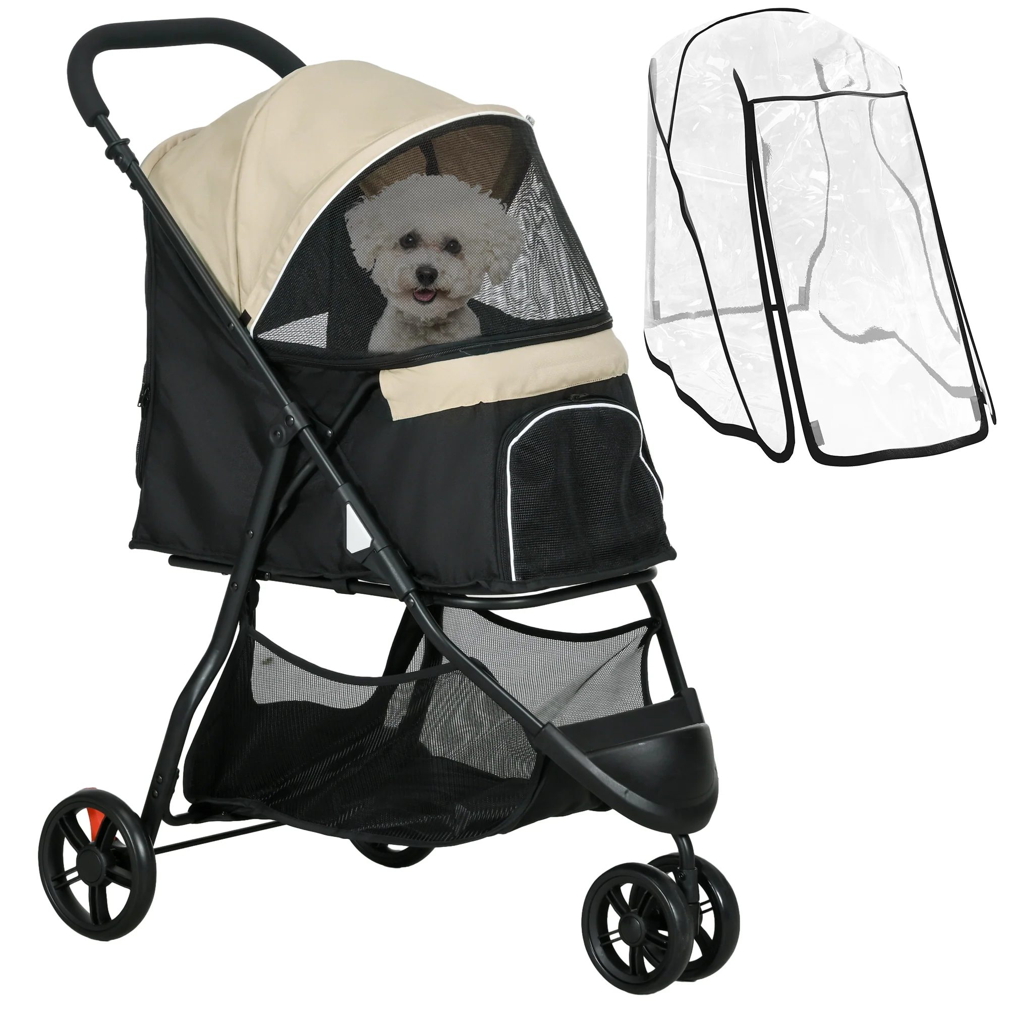 PawHut Dog Stroller For XS Dogs, S Dogs, Cats With Rain Cover - Image 19