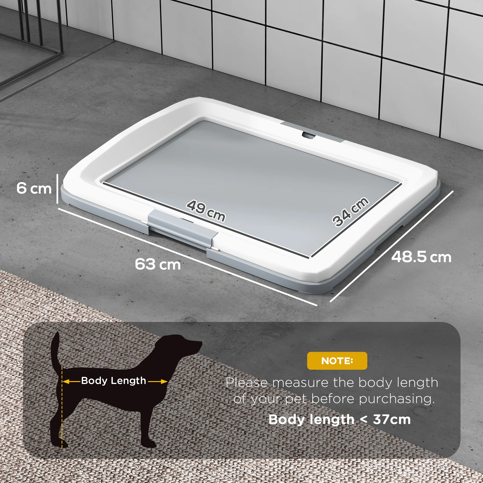 PawHut Dog Toilet Tray, Dog Litter Tray for Training Dogs, 63 x 49 x 6cm - Image 5