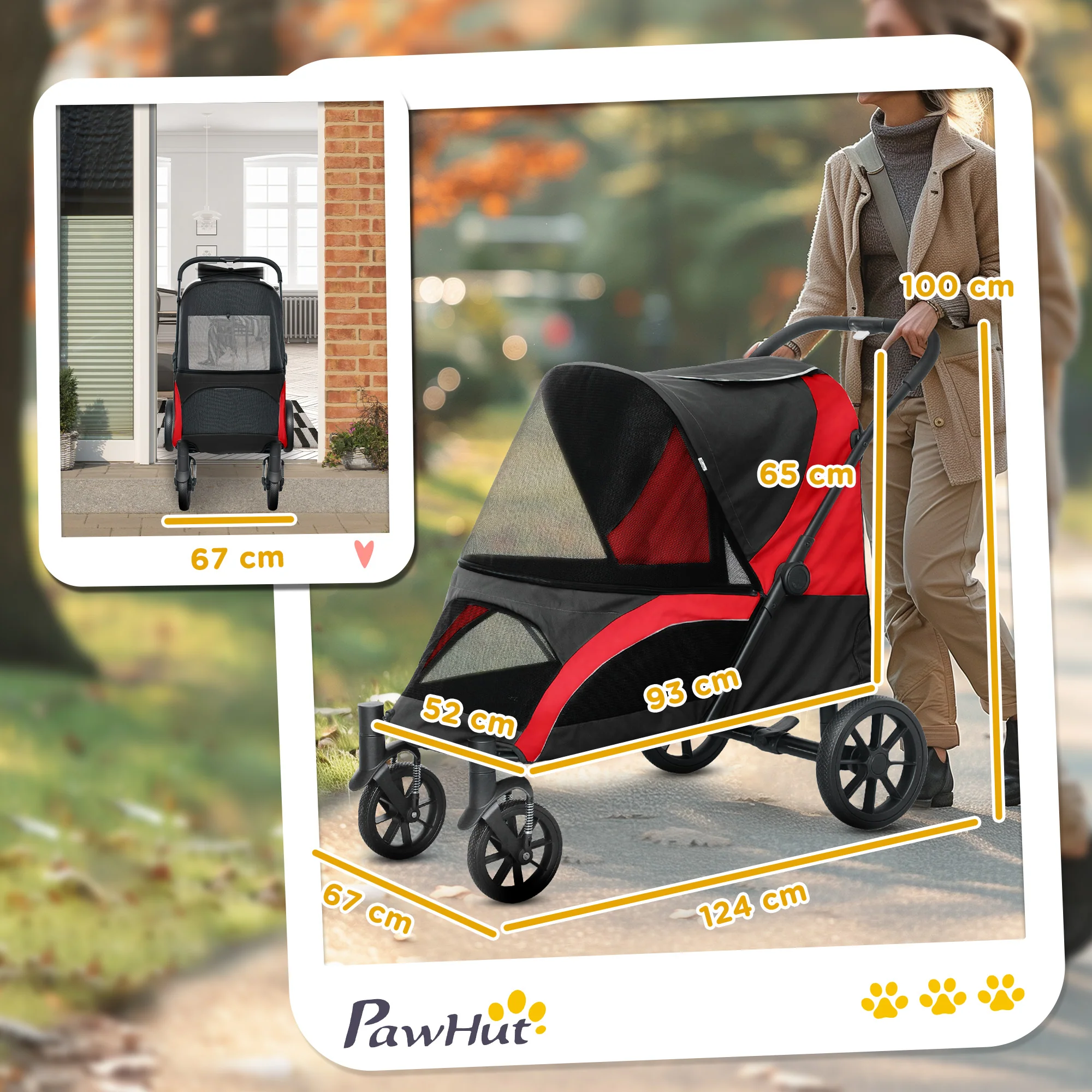 PawHut Easy Folding Pet Stroller For Large Dogs - Image 5
