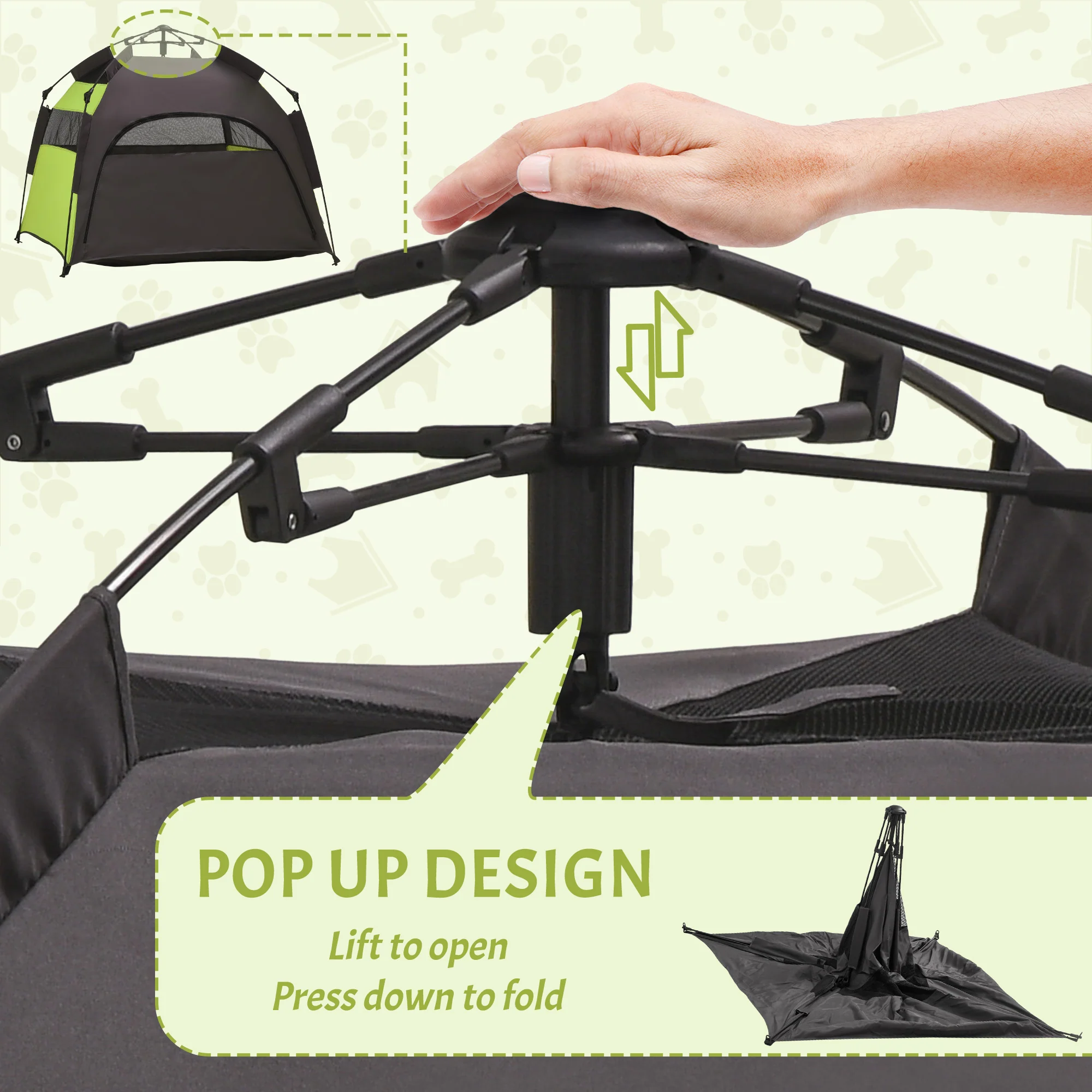 PawHut Foldable Dog Cat Tent With Waterproof Oxford Cloth, Carry Bag - Image 13