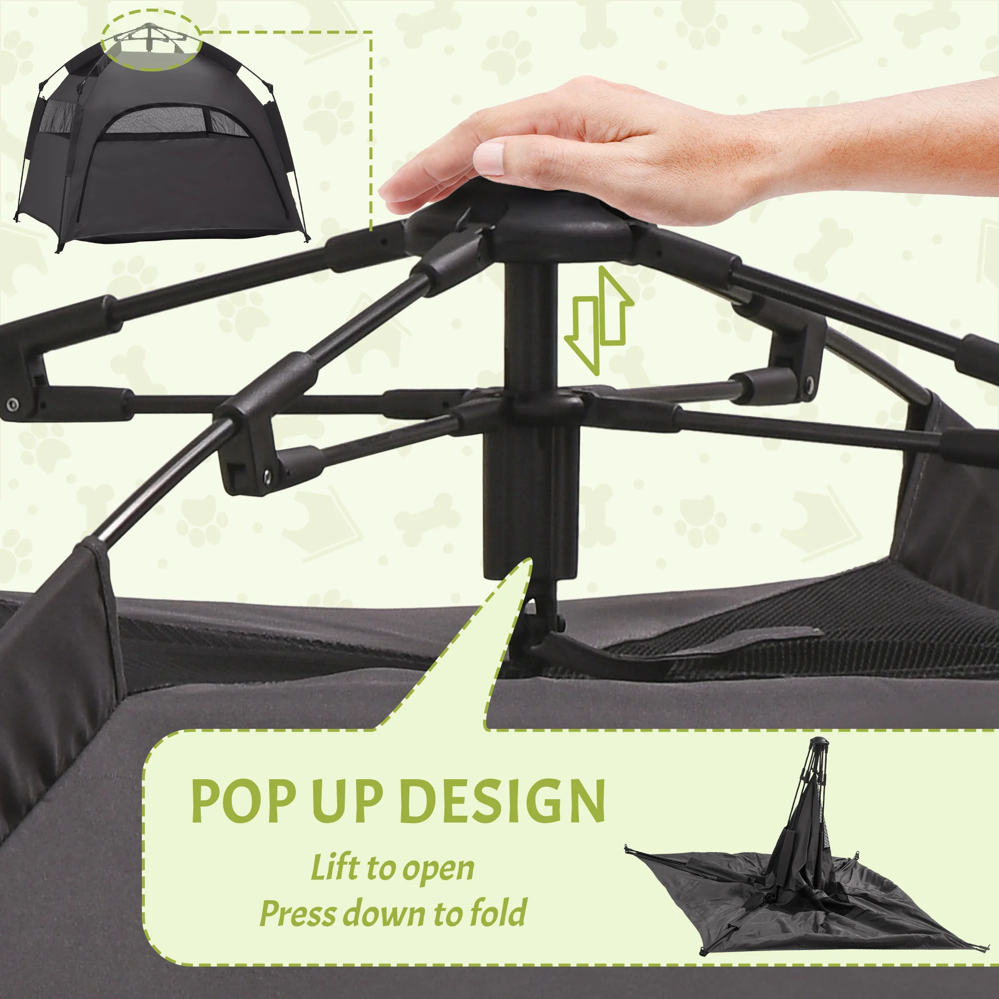 PawHut Foldable Dog Cat Tent With Waterproof Oxford Cloth, Carry Bag - Image 4
